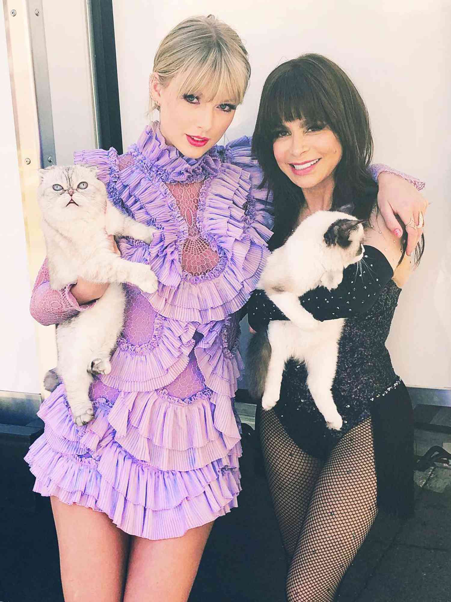 Taylor Swift and her cats with Paula Abdul