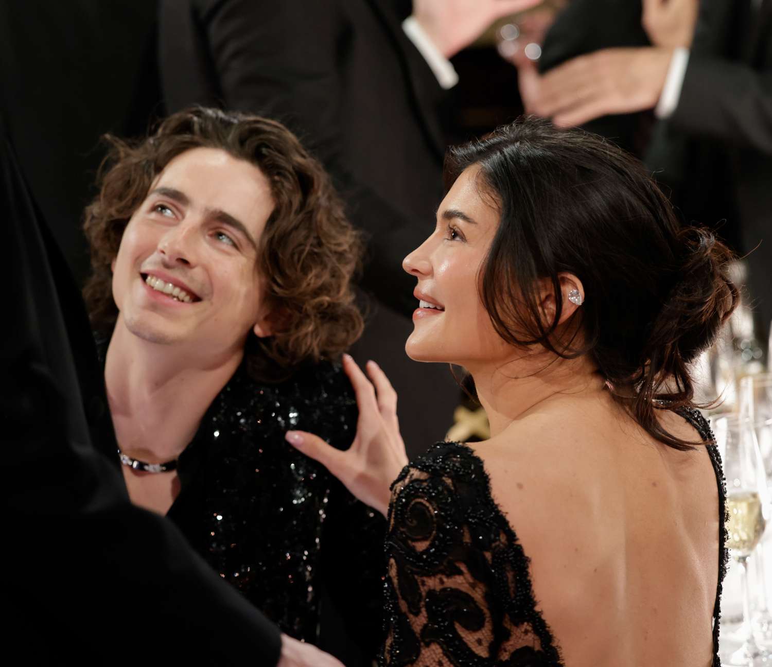 Timothee Chalamet and Kylie Jenner at the 81st Annual Golden Globe Awards, airing live from the Beverly Hilton in Beverly Hills, California on Sunday