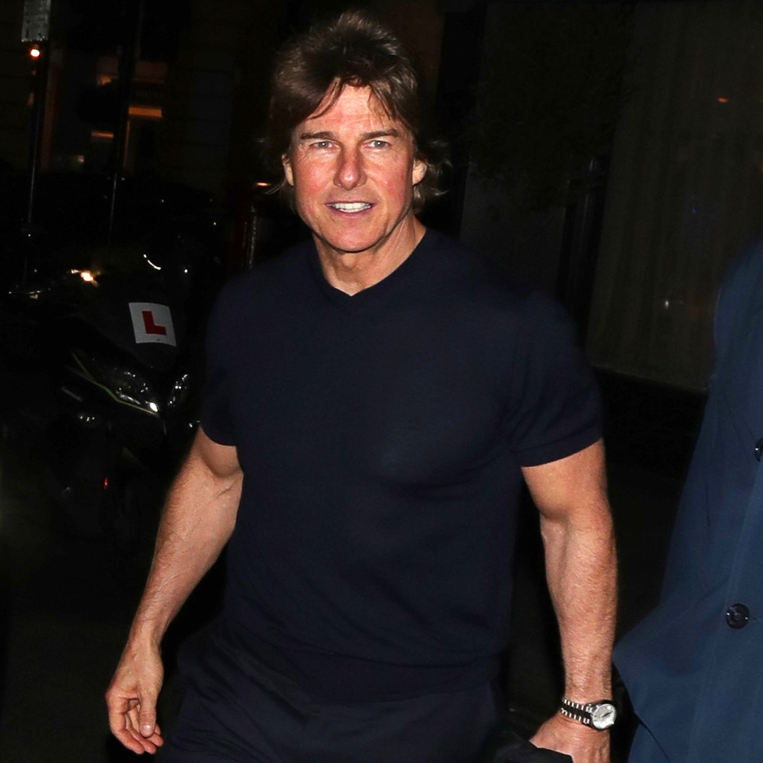 EXCLUSIVE: Tom Cruise was spotted exiting Gaia restaurant in the upscale Mayfair district of London.