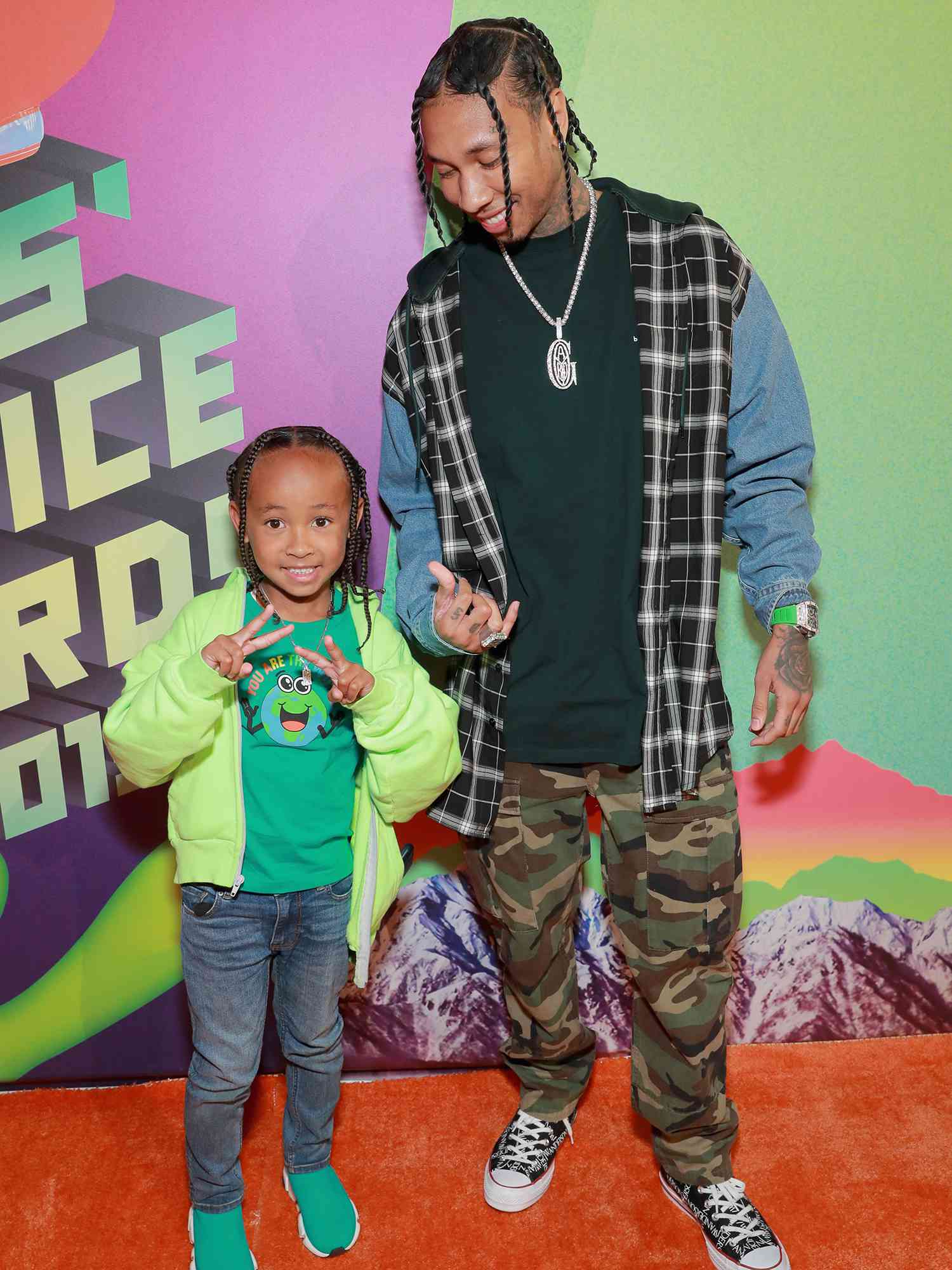 King Cairo (L) and Tyga attend Nickelodeon's 2019 Kids' Choice Awards at Galen Center on March 23, 2019 in Los Angeles, California