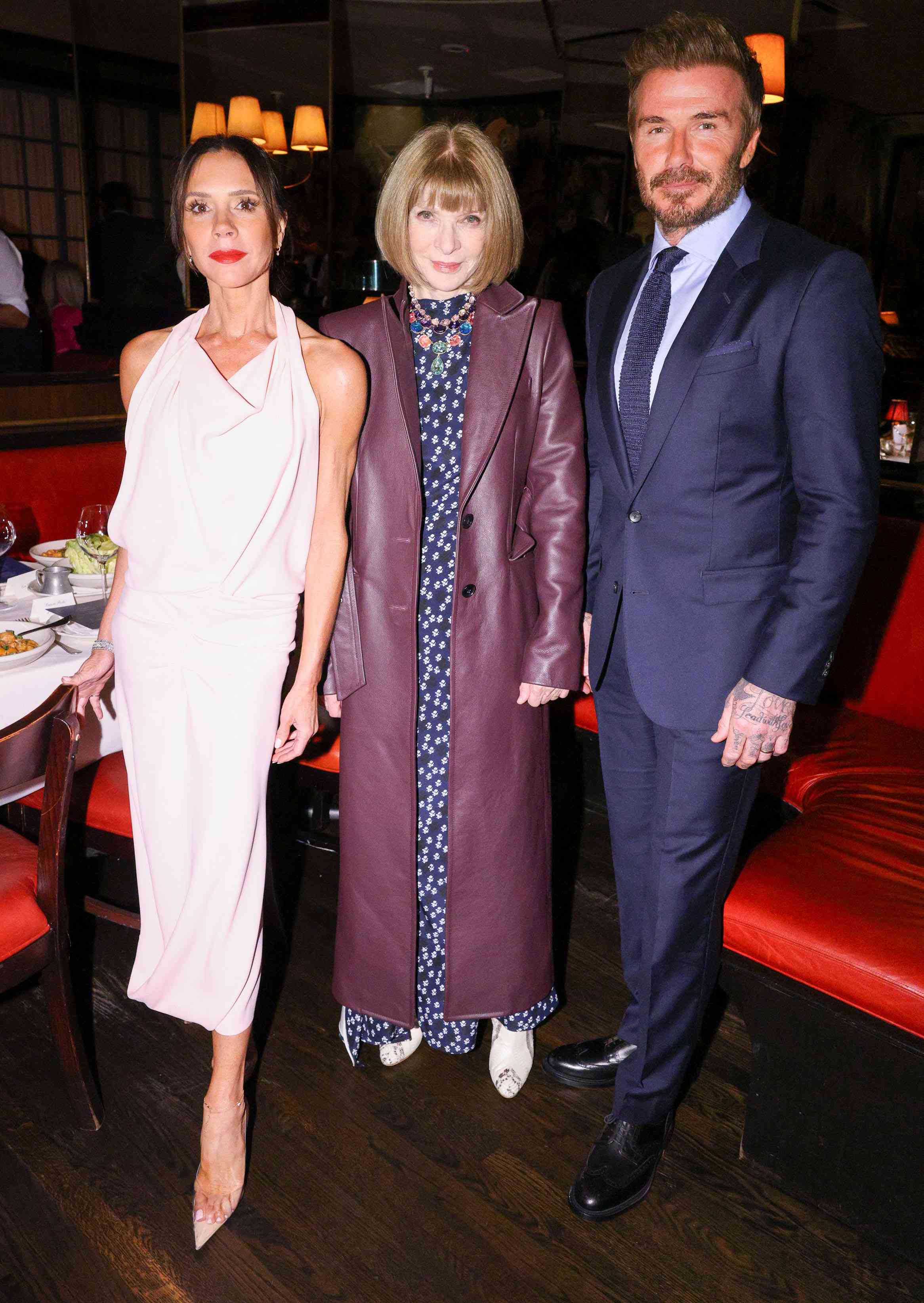 Victoria Beckham, Anna Wintour, David Beckham new york 10 16 24