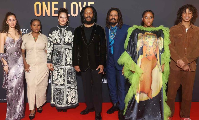 Judah Victoria Marley, Justice Marley, Orly Marley, Ziggy Marley, Rohan Marley, Zuri Marley and Gideon Marley attend the Paris Premiere of