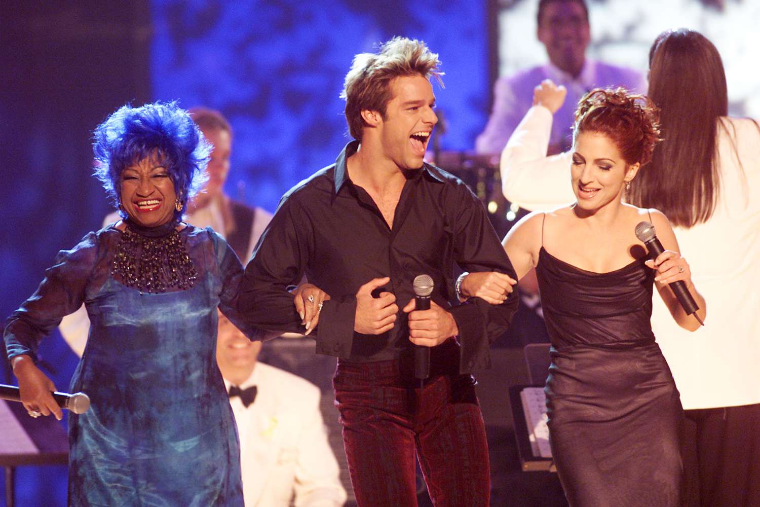 Celia Cruz, Ricky Martin, and Gloria Estefan perform during the 1st Annual Latin Grammy Awards broadcast at Staples Center in Los Angeles, Calif. on Wednesday September 13, 2000