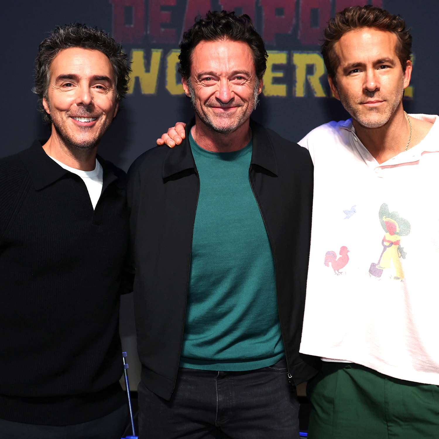 Shawn Levy, Hugh Jackman and Ryan Reynolds los angeles 11 02 24