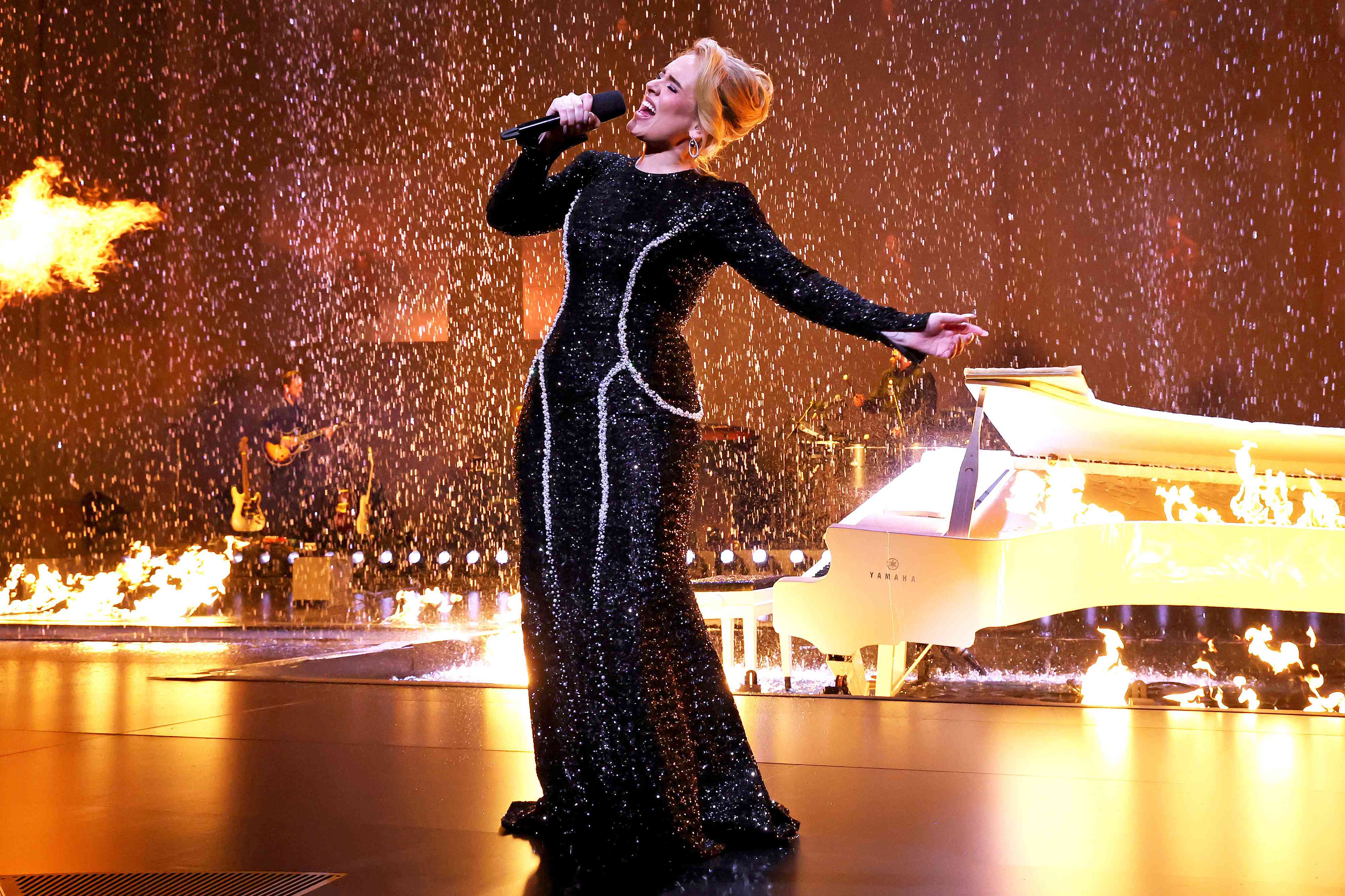 Adele performs onstage during "Weekends with Adele" at The Colosseum at Caesars Palace on January 26, 2024 in Las Vegas, Nevada.