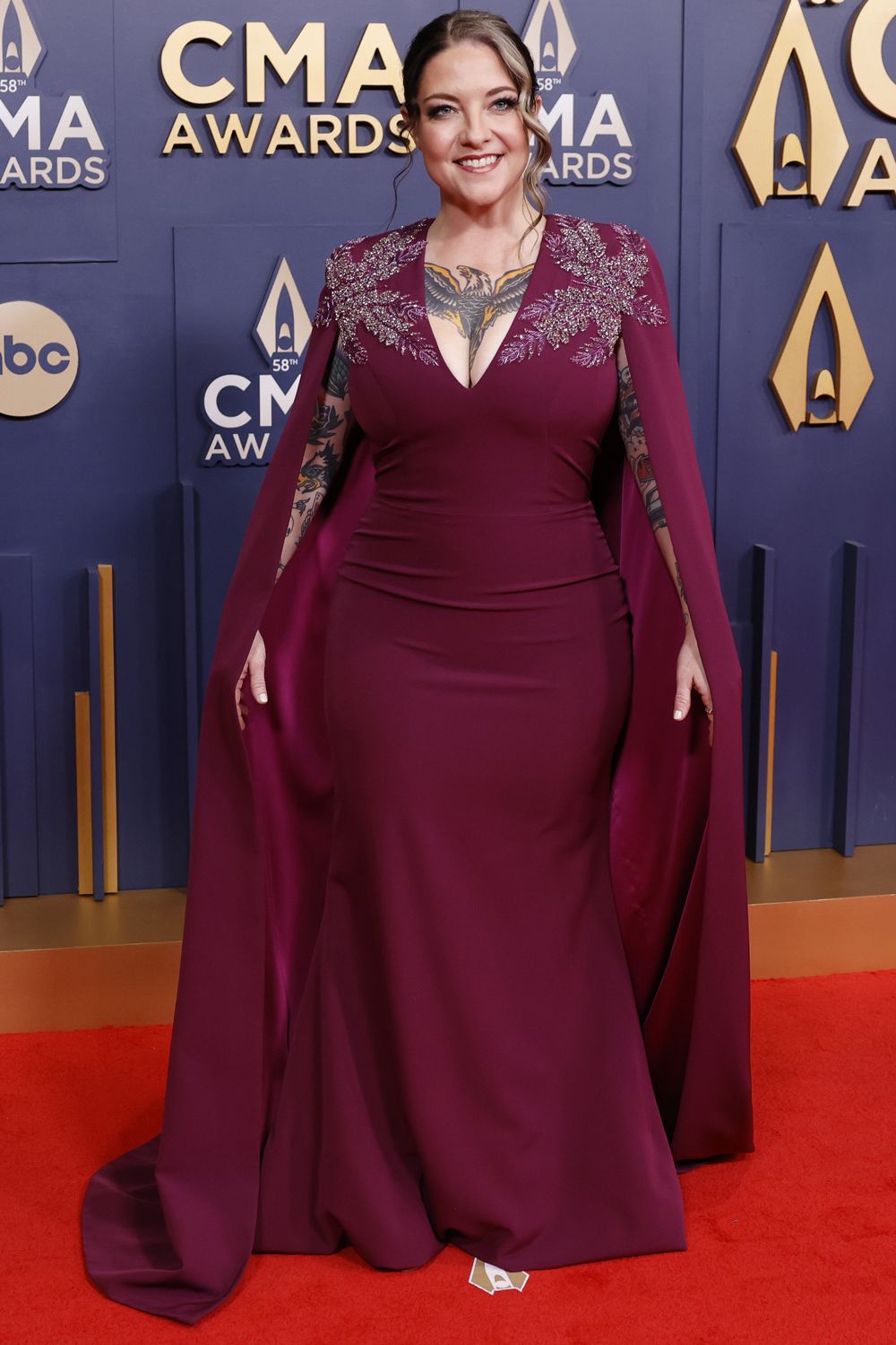 Ashley McBryde arrives on the red carpet for the 58th CMA Awards in Nashville, Tennessee, on Wednesday, November 20, 2024.