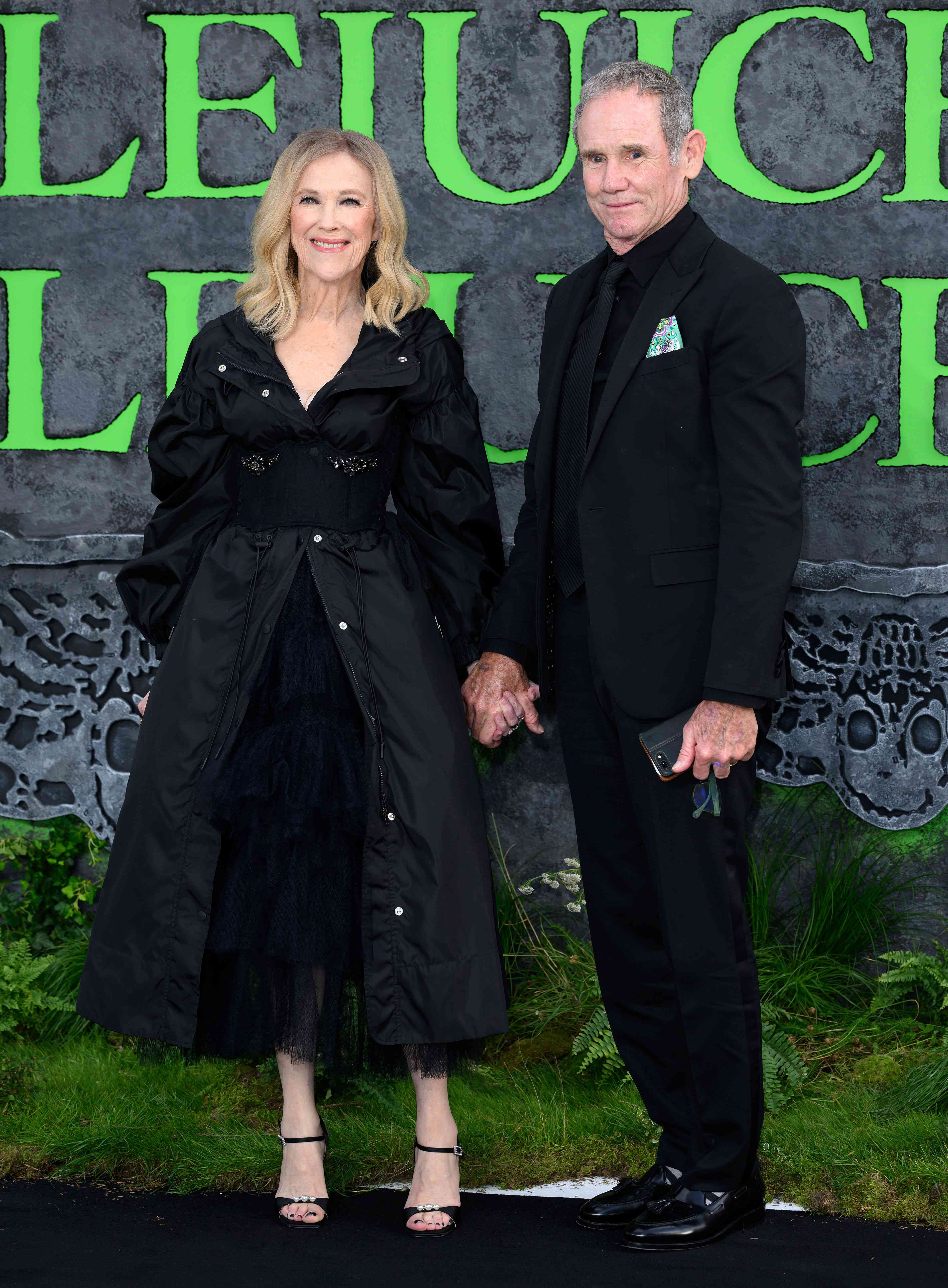 Catherine O'Hara and Bo Welch attend the UK Premiere of "Beetlejuice Beetlejuice" at the Cineworld Leicester Square on August 29, 2024 in London, England.