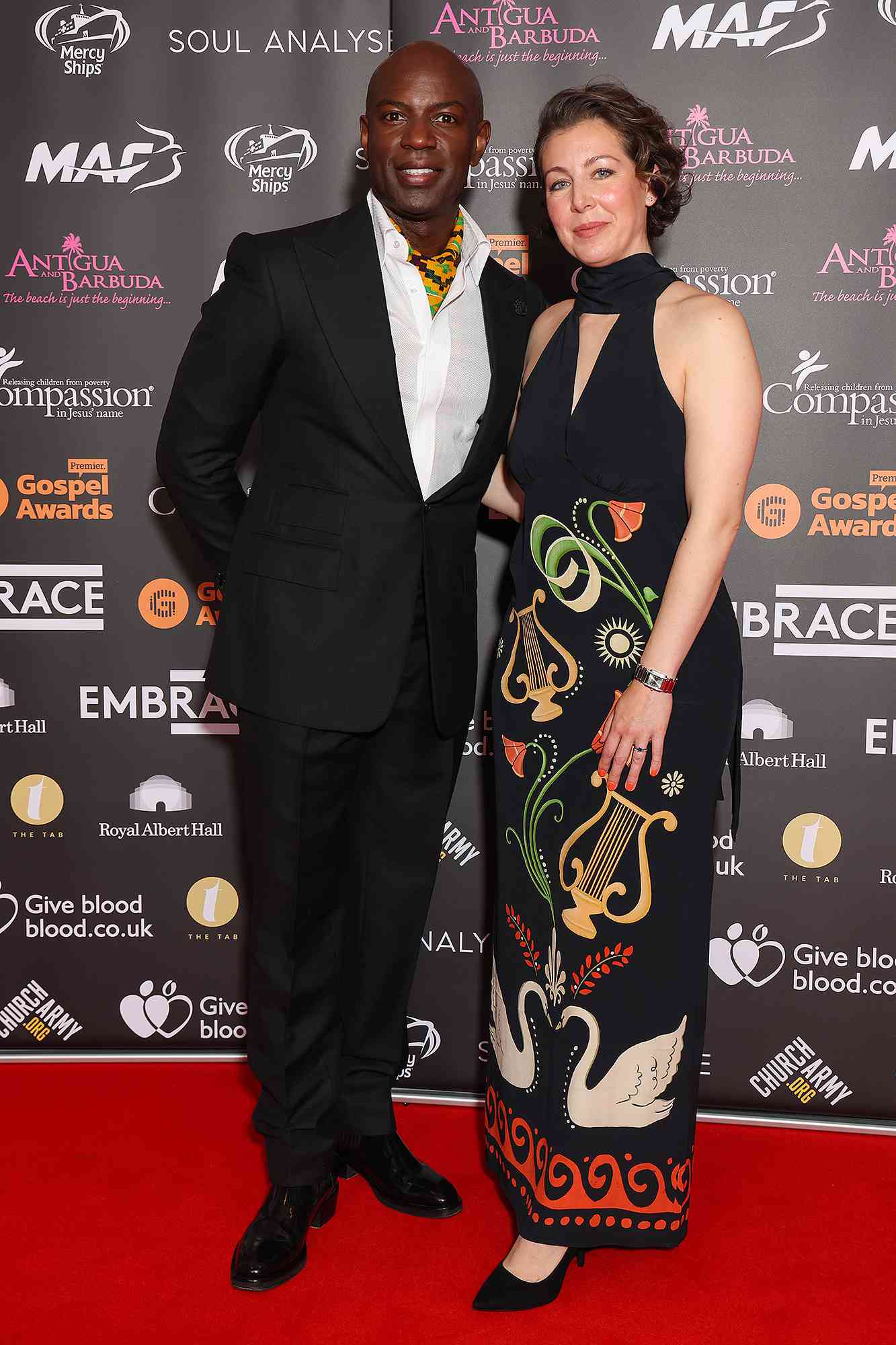 LONDON, ENGLAND - SEPTEMBER 21: David Gyasi and Emma Gyasi attend the Premier Gospel Awards 2024 The Royal Festival Hall on September 21, 2024 in London, England. 