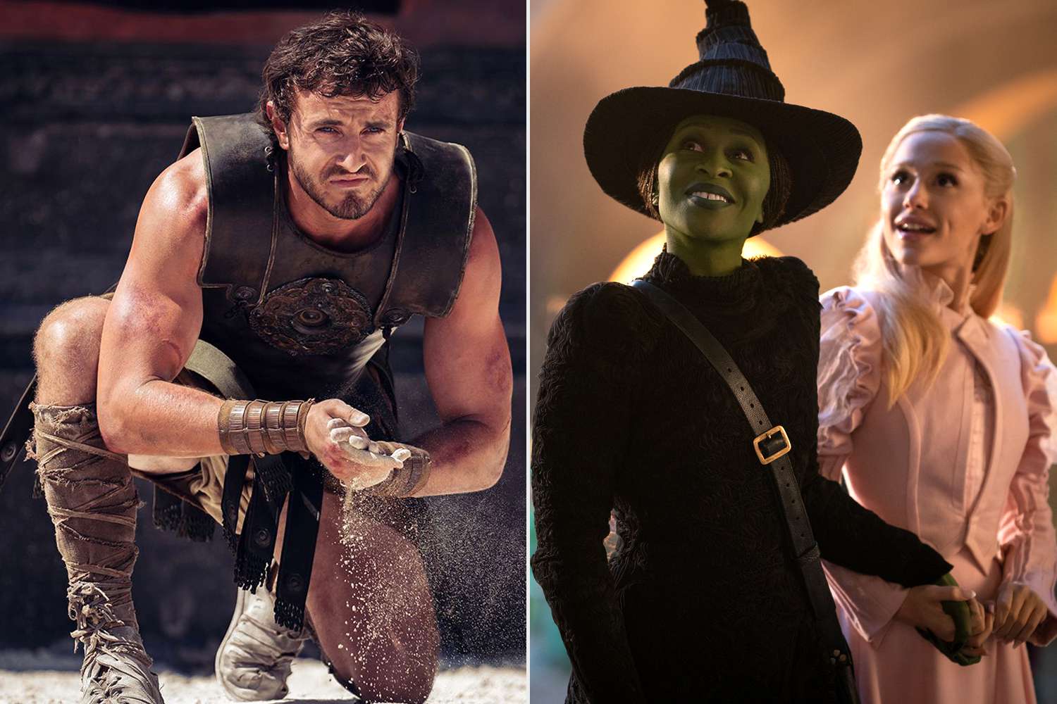 Gladiator II Paul Mescal Cynthia Erivo is Elphaba and Ariana Grande is Glinda in Wicked