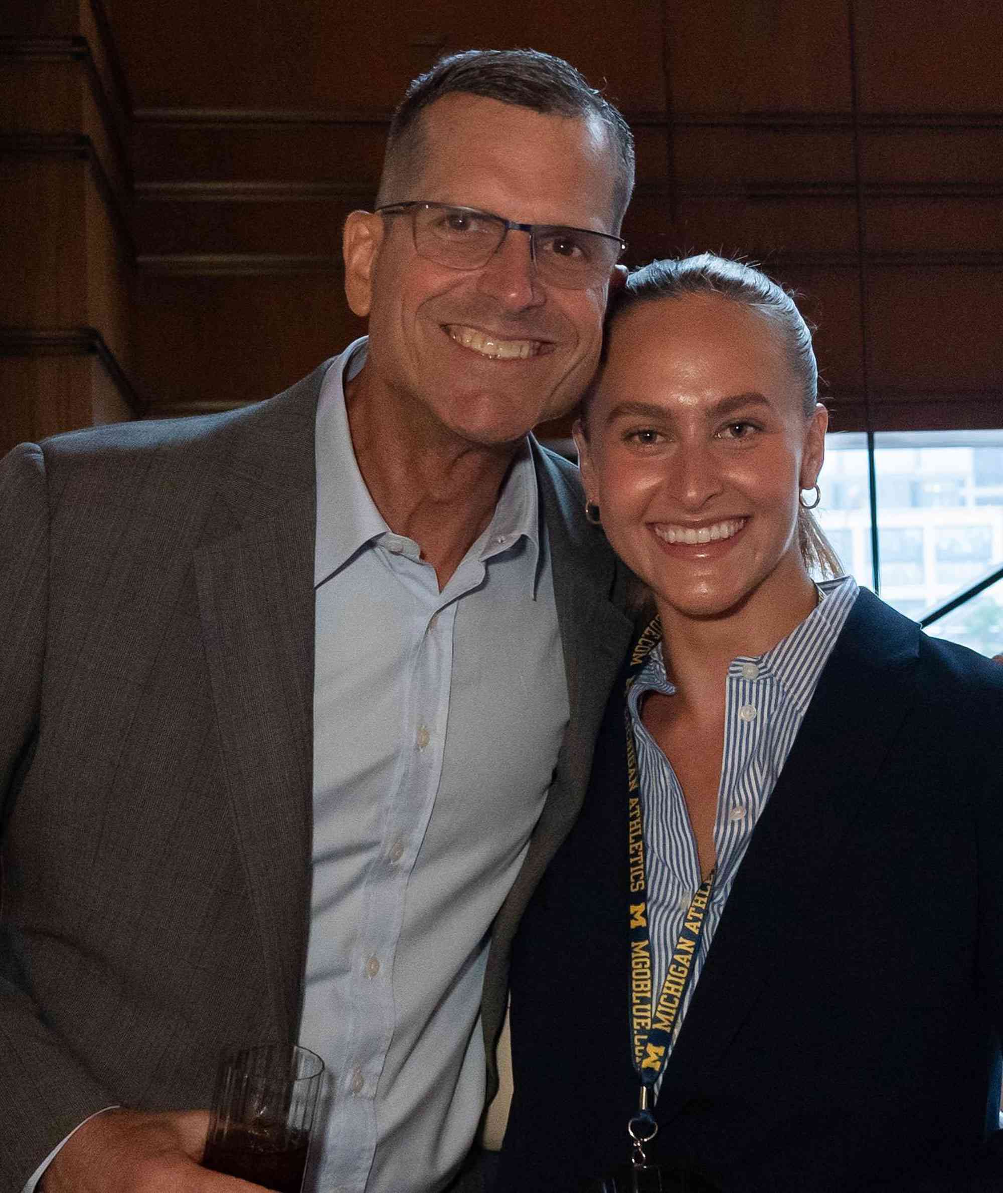 Grace Harbaugh with her dad, Jim Harbaugh.