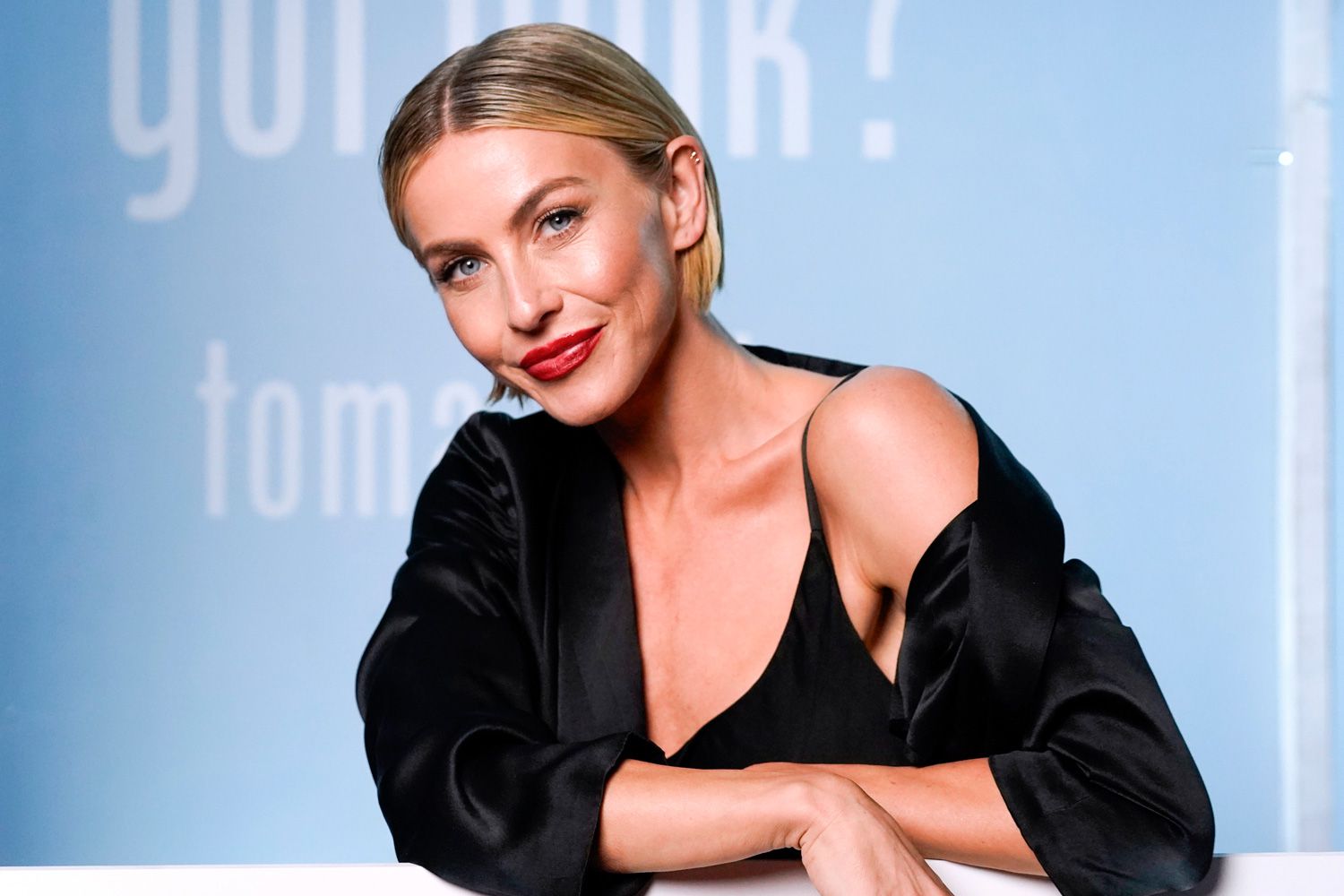 Julianne Hough poses as 'Love Island USA' star Kordell Beckham kicks off cuffing season with the creators of iconic 'Got Milk?' to debut "Real Matches are Back" campaign at Mel's Drive In on October 08, 2024 in West Hollywood, California. 