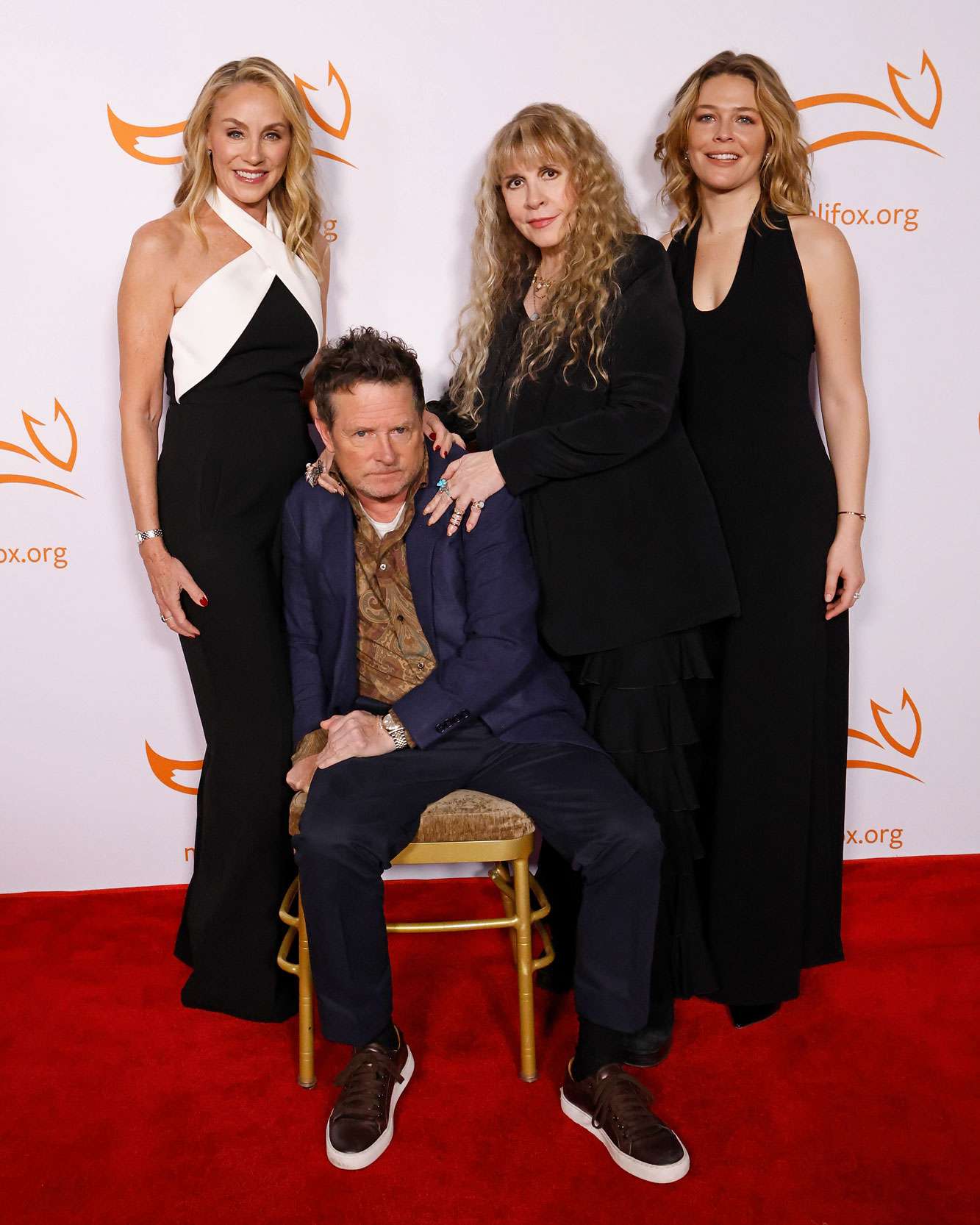 Tracy Pollan, Michael J. Fox, Stevie Nicks, and Maggie Rogers attend the 2024 A Funny Thing Happened On The Way To Cure Parkinson's Benefit at Cipriani South Street on November 16, 2024