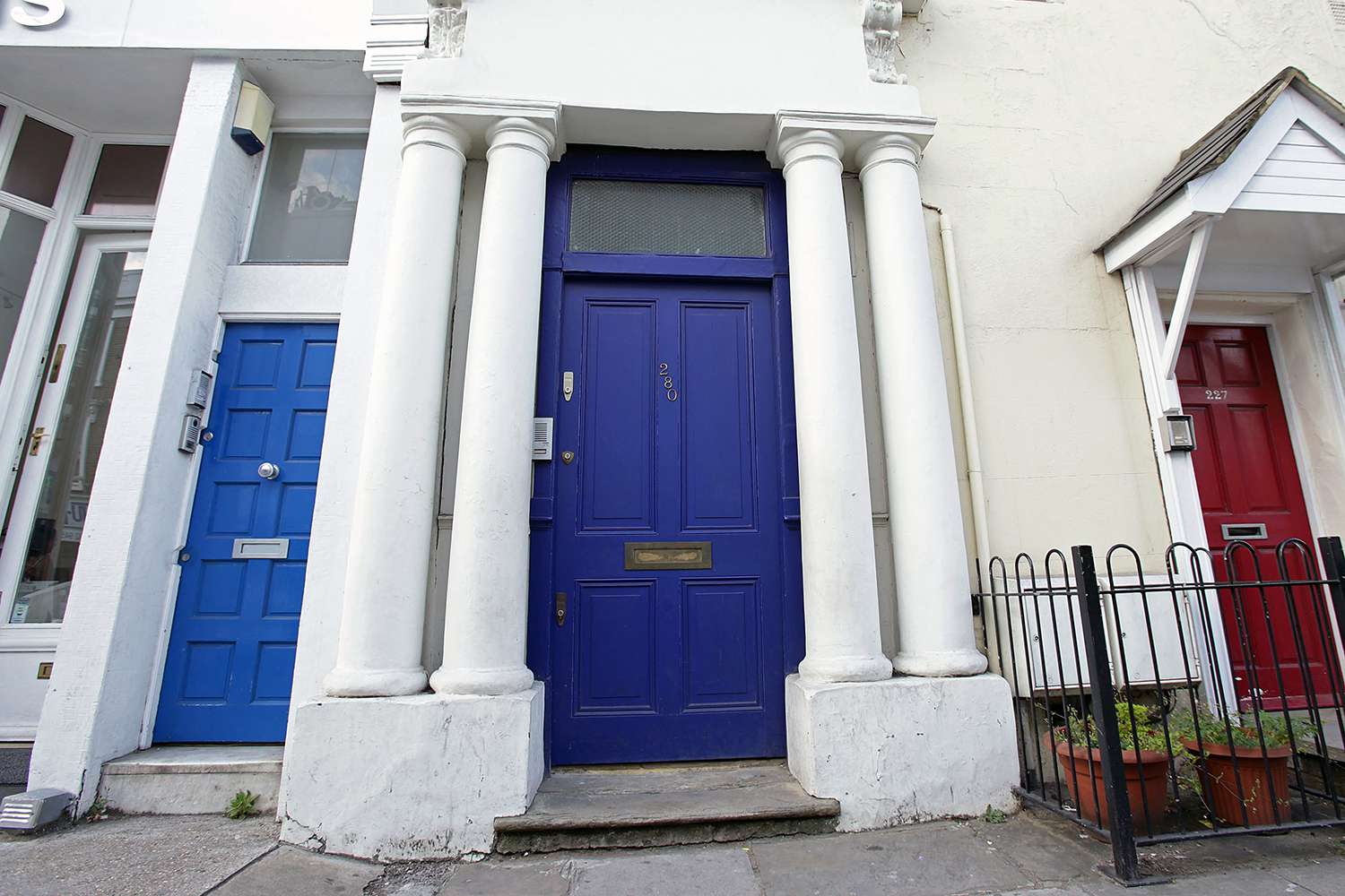 The blue door of 280 Westbourne Park Road, the exterior of which featured in the 1999 film 'Notting Hill' as the place where Hugh Grant's character lived, in west London. 