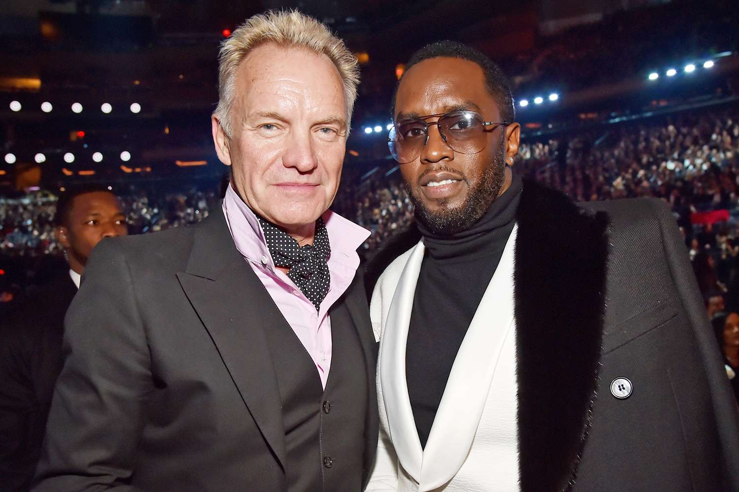 NEW YORK, NY - JANUARY 28: Recording artists Sting and Sean "Diddy" Combs attend the 60th Annual GRAMMY Awards at Madison Square Garden on January 28, 2018 in New York City. (Photo by Kevin Mazur/Getty Images for NARAS)