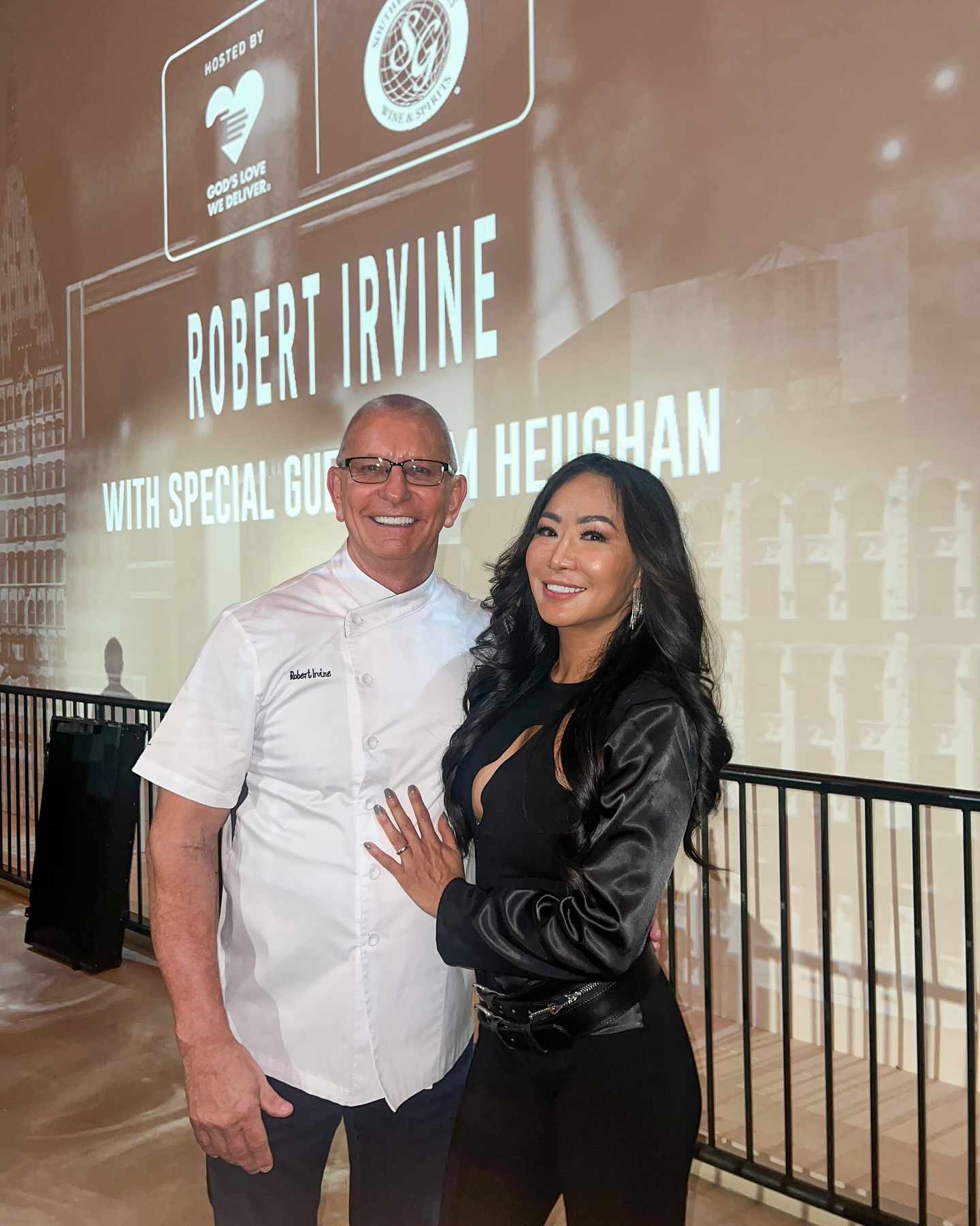 Gail Kim wither her husband Robert Irvine as he hosts a steak & whiskey event for New York City Food and Wine in October 2024.