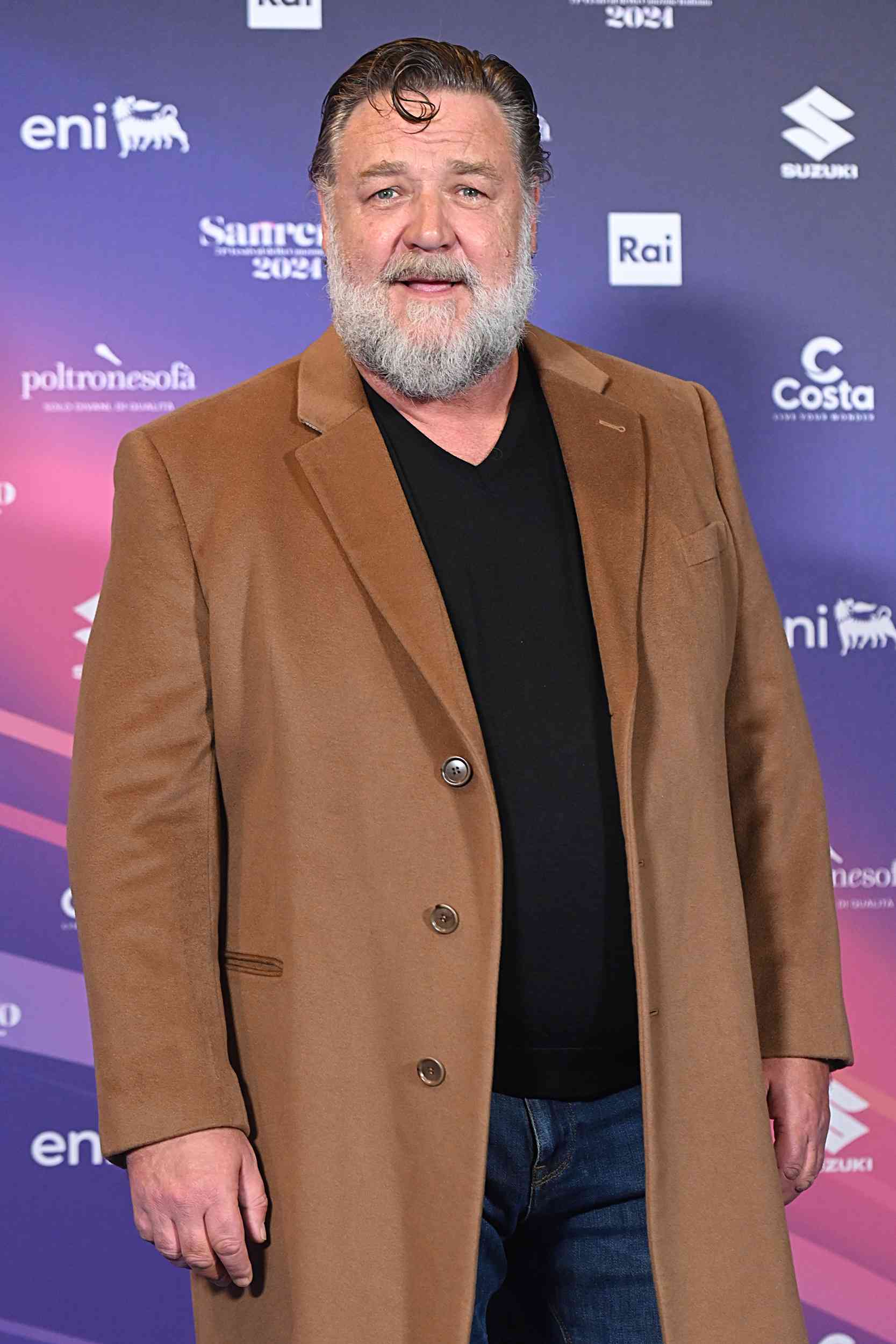 Russell Crowe in the Press Room of the 74 Sanremo Music Festival