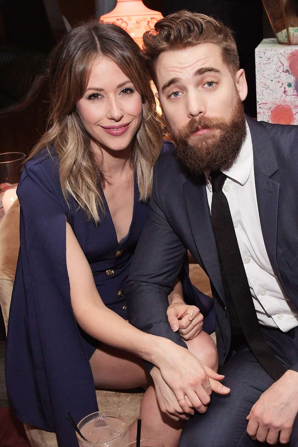  Actors Amanda Crew and Dustin Milligan attend Vanity Fair and L'Oreal Paris Toast to Young Hollywood hosted by Dakota Johnson and Krista Smith at Delilah on February 21, 2017 in West Hollywood, California.