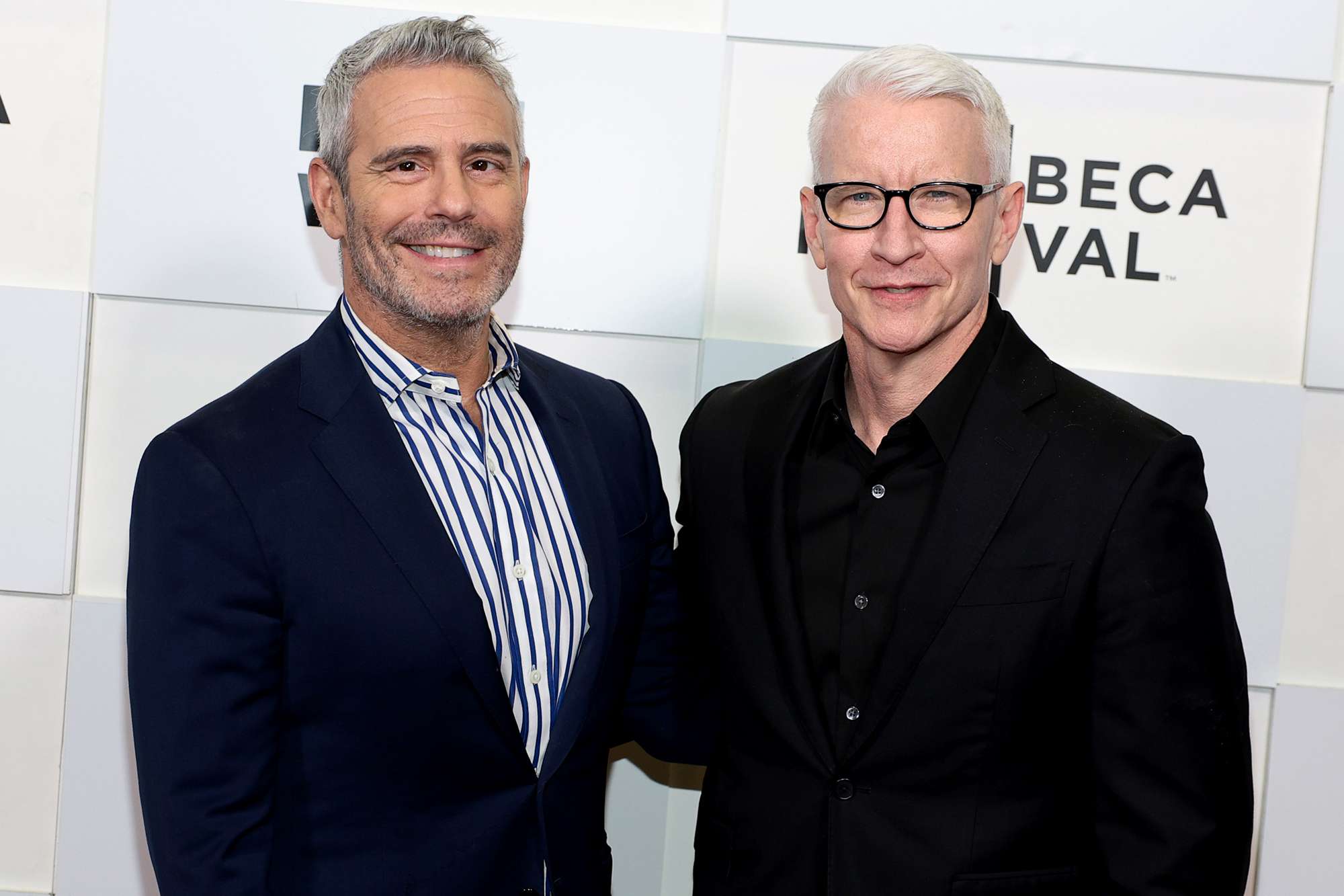 Andy Cohen and Anderson Cooper attend Storytellers - Andy Cohen In Conversation with Anderson Cooper during the 2024 Tribeca Festival at BMCC Theater on June 12, 2024 in New York City. 