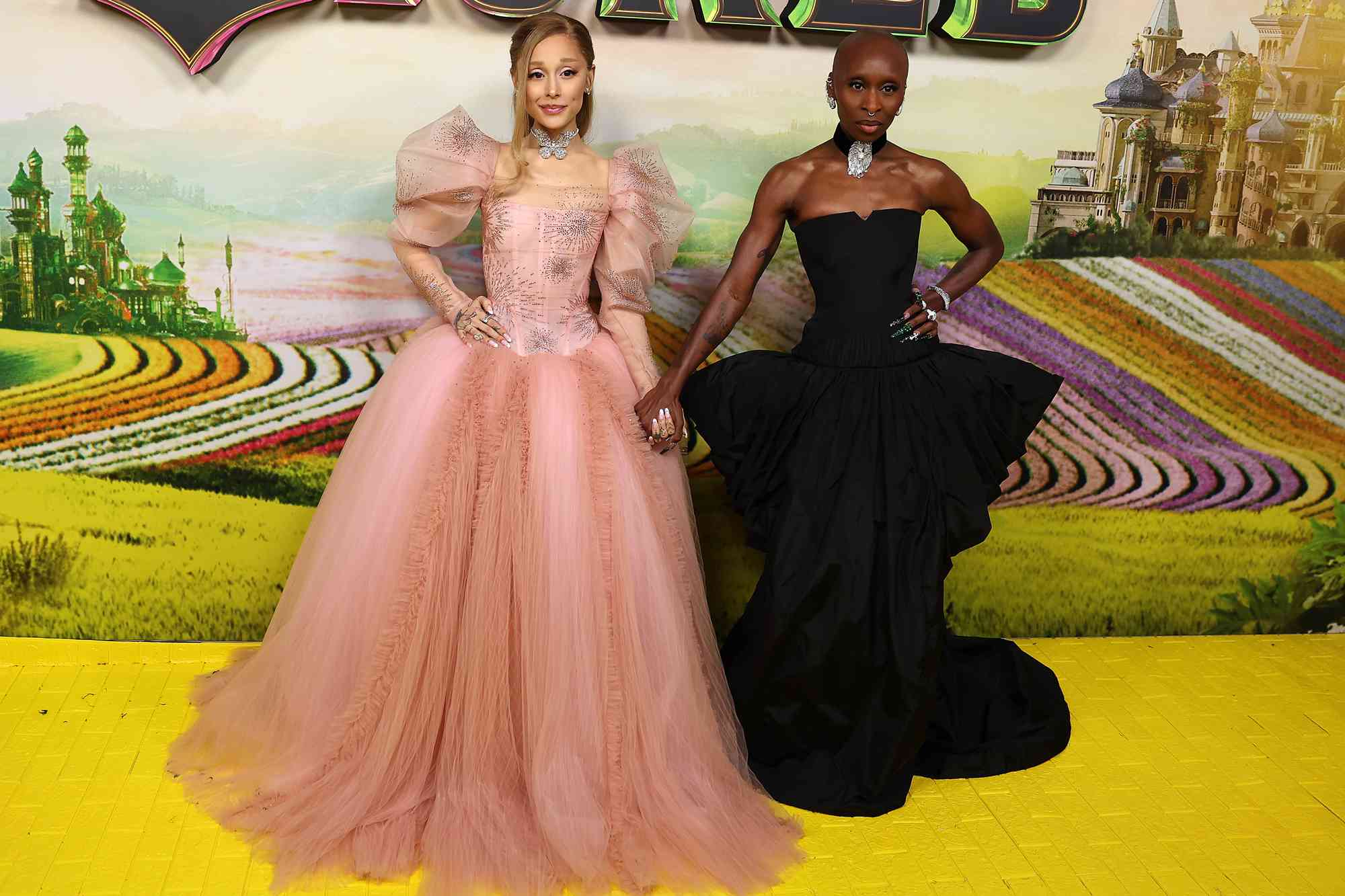 Ariana Grande and Cynthia Erivo attend the Journey Through Oz Tour to celebrate the Australian premiere of Wicked at State Theatre on November 03, 2024 in Sydney, Australia. 