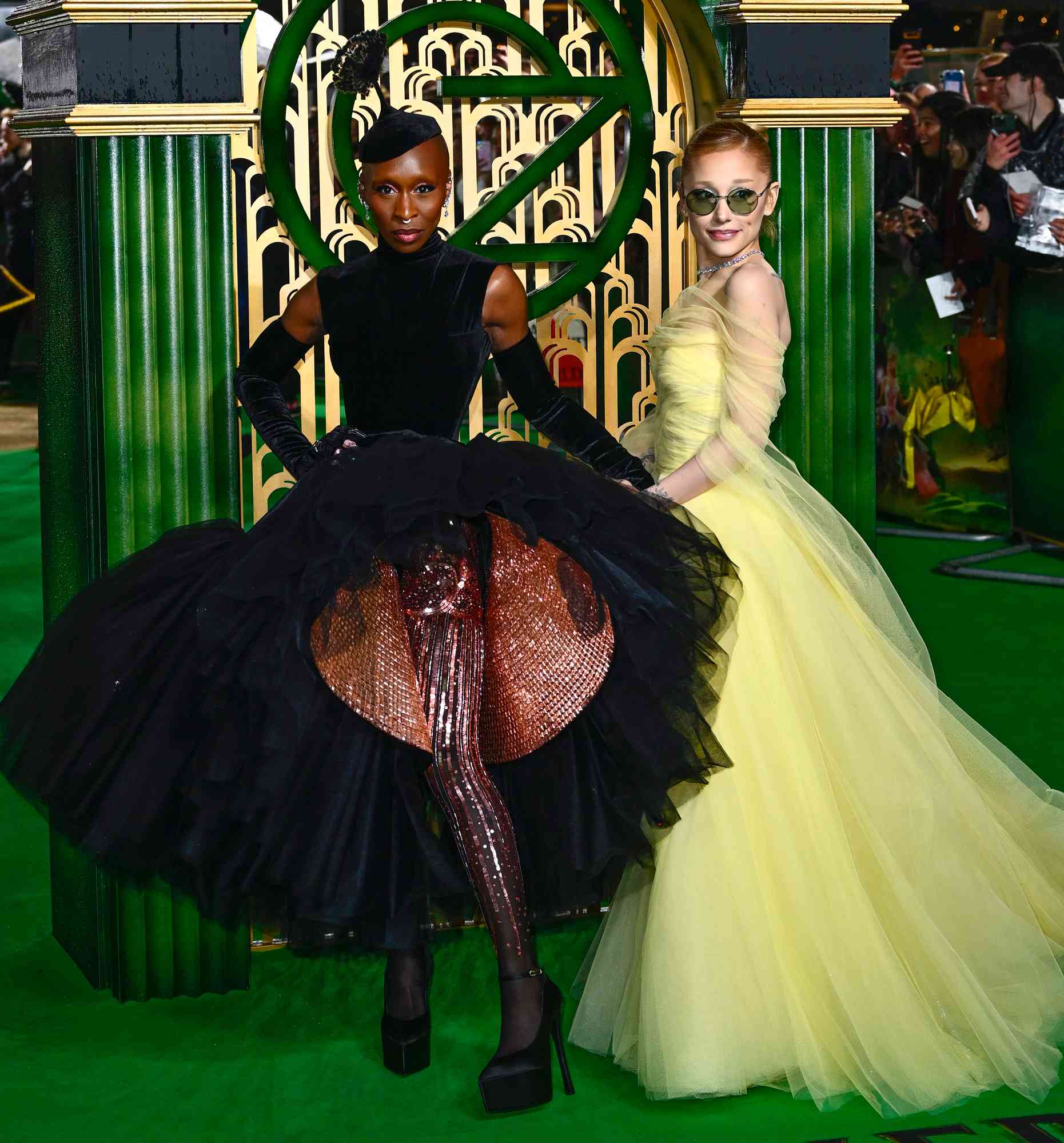 Cynthia Erivo and Ariana Grande attend the Wicked: Part One UK Premiere at The Royal Festival Hall on November 18, 2024 in London, England.