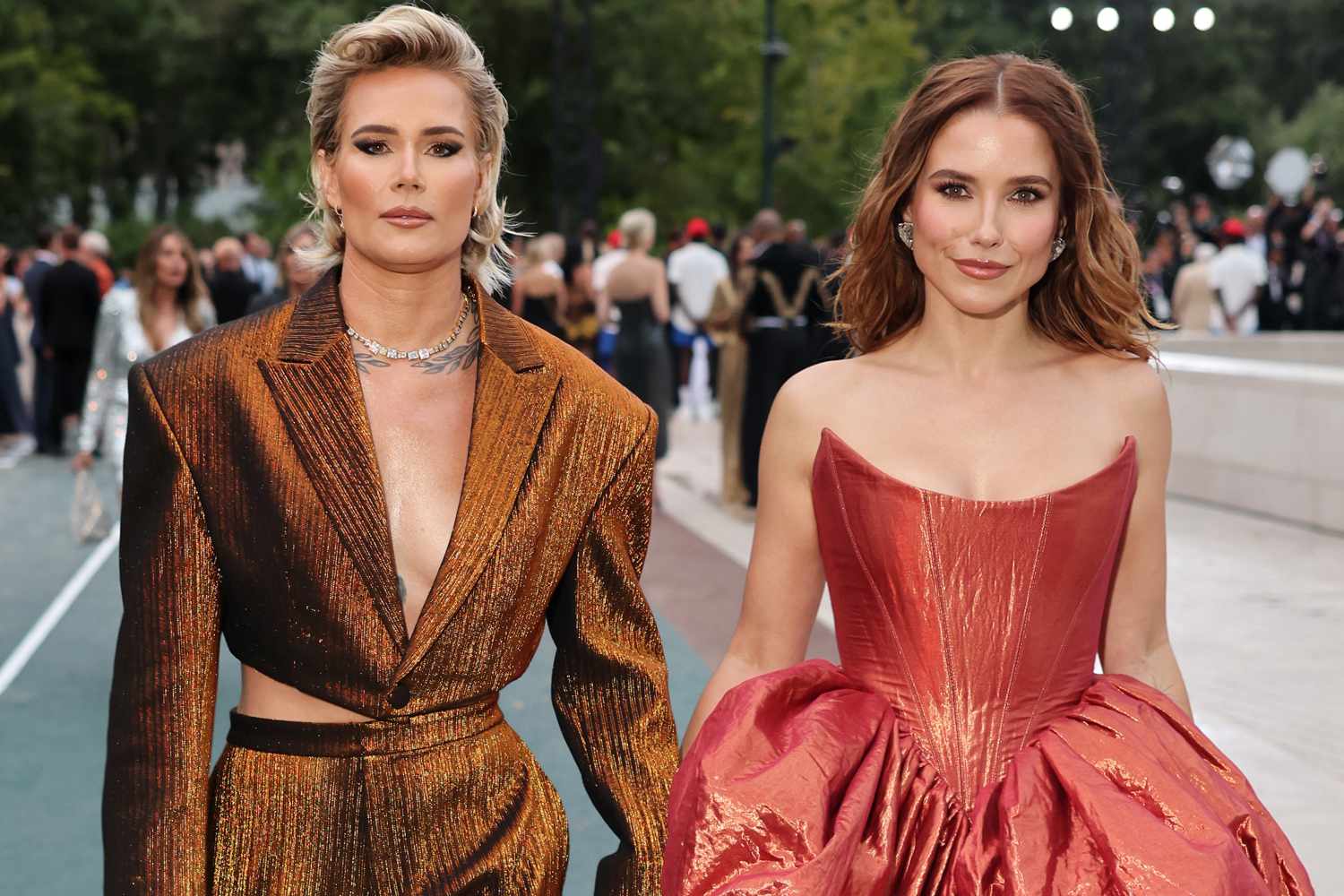 Ashlyn Harris and Sophia Bush attend 'Prelude to the Olympics' at Fondation Louis Vuitton on July 25, 2024 in Paris, 