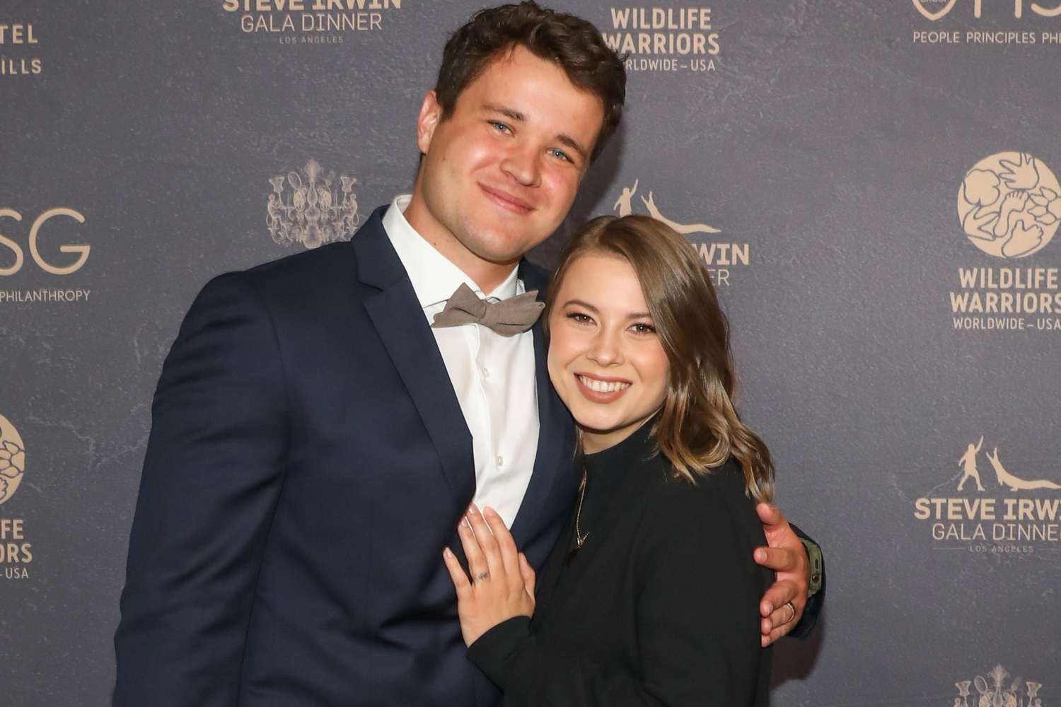 Chandler Powell and Bindi Irwin attend the 2023 Steve Irwin Gala Dinner at SLS Hotel, a Luxury Collection Hotel, Beverly Hills on May 06, 2023 in Los Angeles, California.