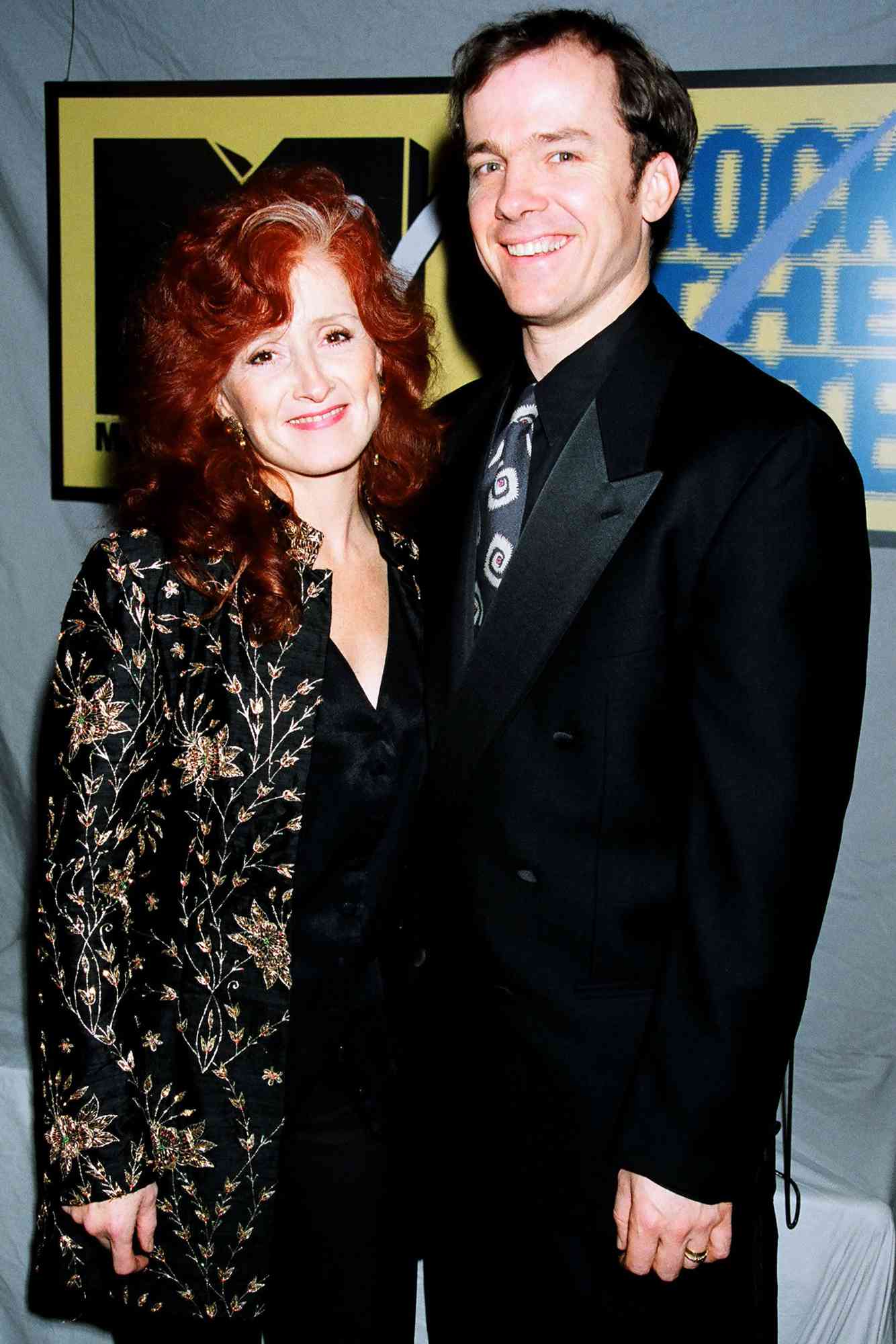 Bonnie Raitt and Michael O'Keefe during 1995 MTV Rock the Vote in Los Angeles, California, United States. 