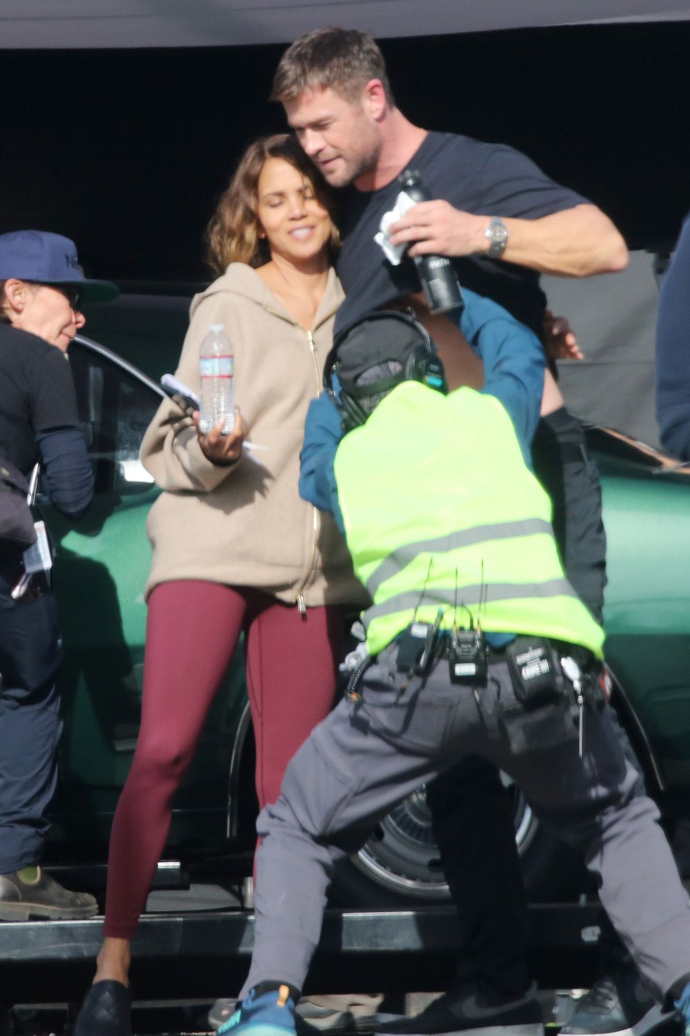 Chris Hemsworth and Halle Berry are spotted on the set of their new project Crime 101 in Los Angeles