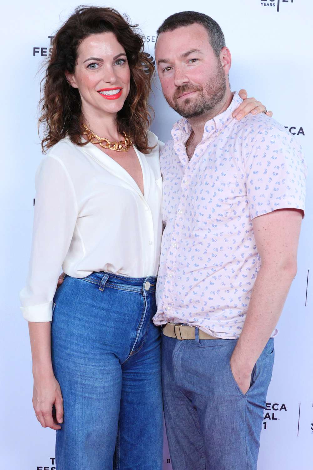 Courtney Henggeler and Ross Kohn attend the Happily premiere during the 2021 Tribeca Festival at Empire Outlets on June 17, 2021 in New York City.