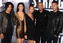 Dr. Dre and Nicole Young with their kids Tyler, Truly, and Truice at the premiere of