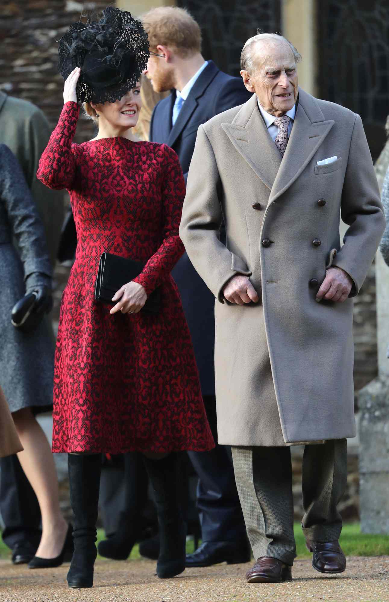 Sophie, Countess of Wessex (L) and Prince Philip, Duke of Edinburgh attend a Christmas Day church service at Sandringham on December 25, 2016 in King's Lynn, England.