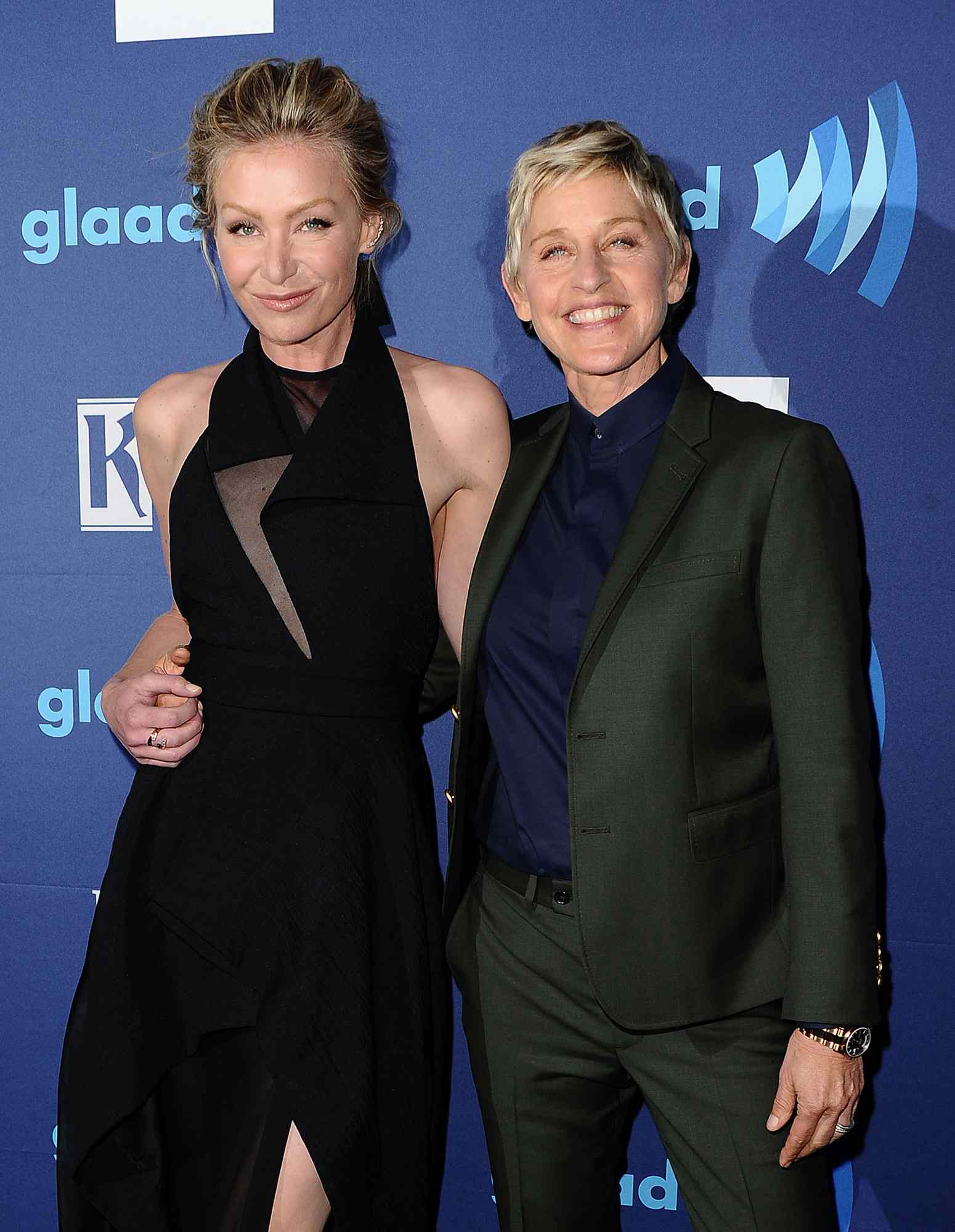 Portia de Rossi and Ellen DeGeneres attend the 26th annual GLAAD Media Awards at The Beverly Hilton Hotel on March 21, 2015 in Beverly Hills, California