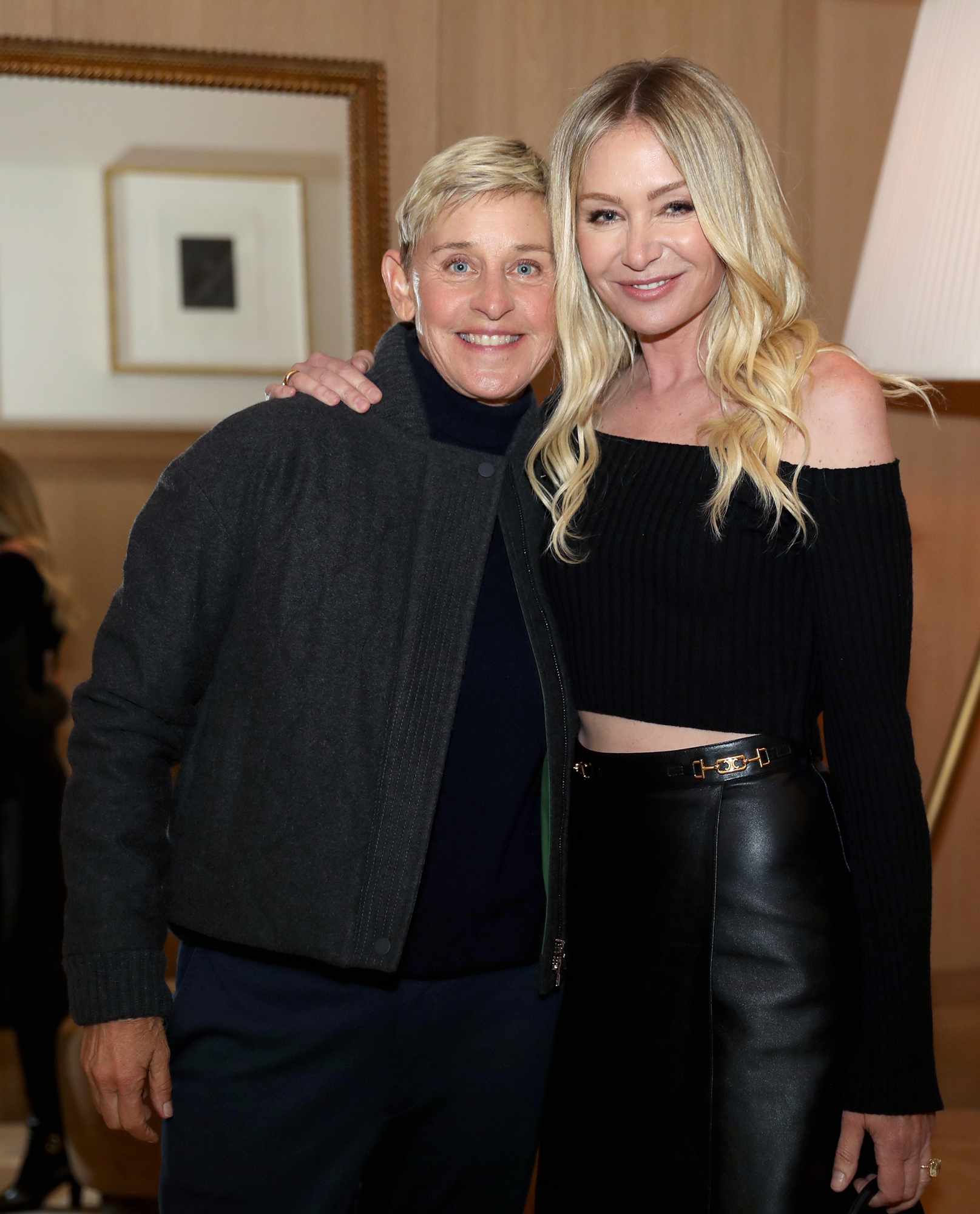 Ellen DeGeneres and Portia de Rossi are seen as RH Celebrates The Unveiling of RH San Francisco, The Gallery at the Historic Bethlehem Steel Building on March 17, 2022 in San Francisco, California