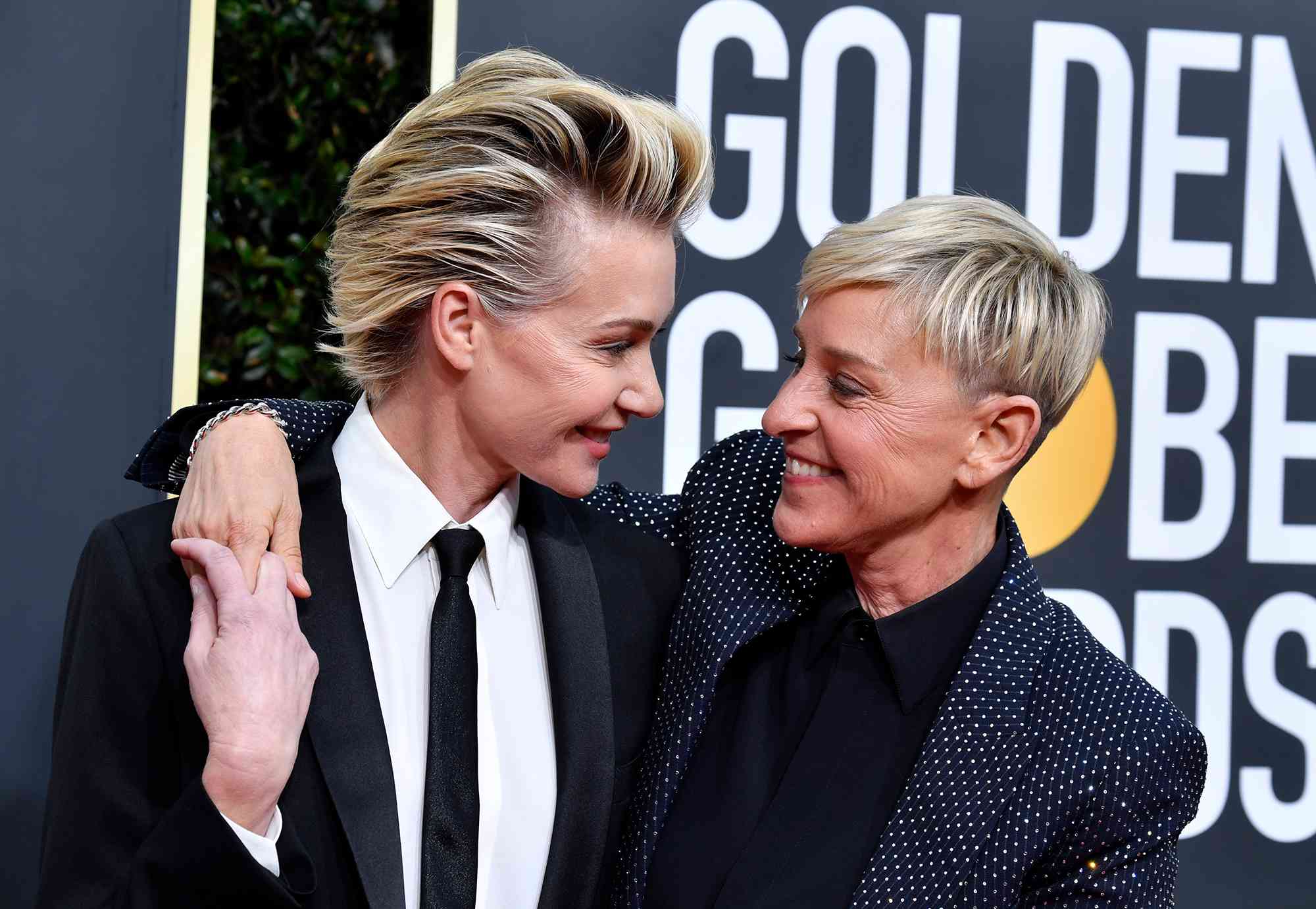 Portia de Rossi and Ellen DeGeneres attend the 77th Annual Golden Globe Awards at The Beverly Hilton Hotel on January 05, 2020 in Beverly Hills, California