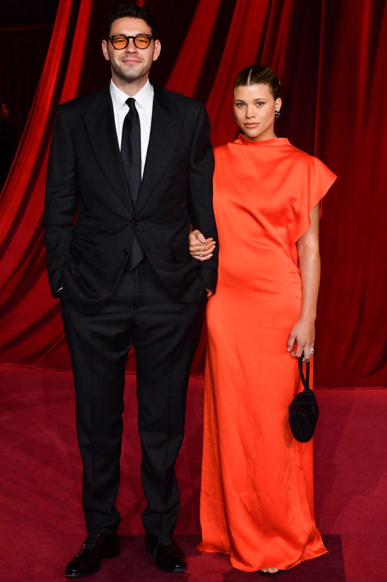 British record executive Elliot Grainge and his wife US model Sofia Richie arrive for the 4th Annual Academy Museum Gala at the Academy Museum of Motion Pictures in Los Angeles, October 19, 2024.