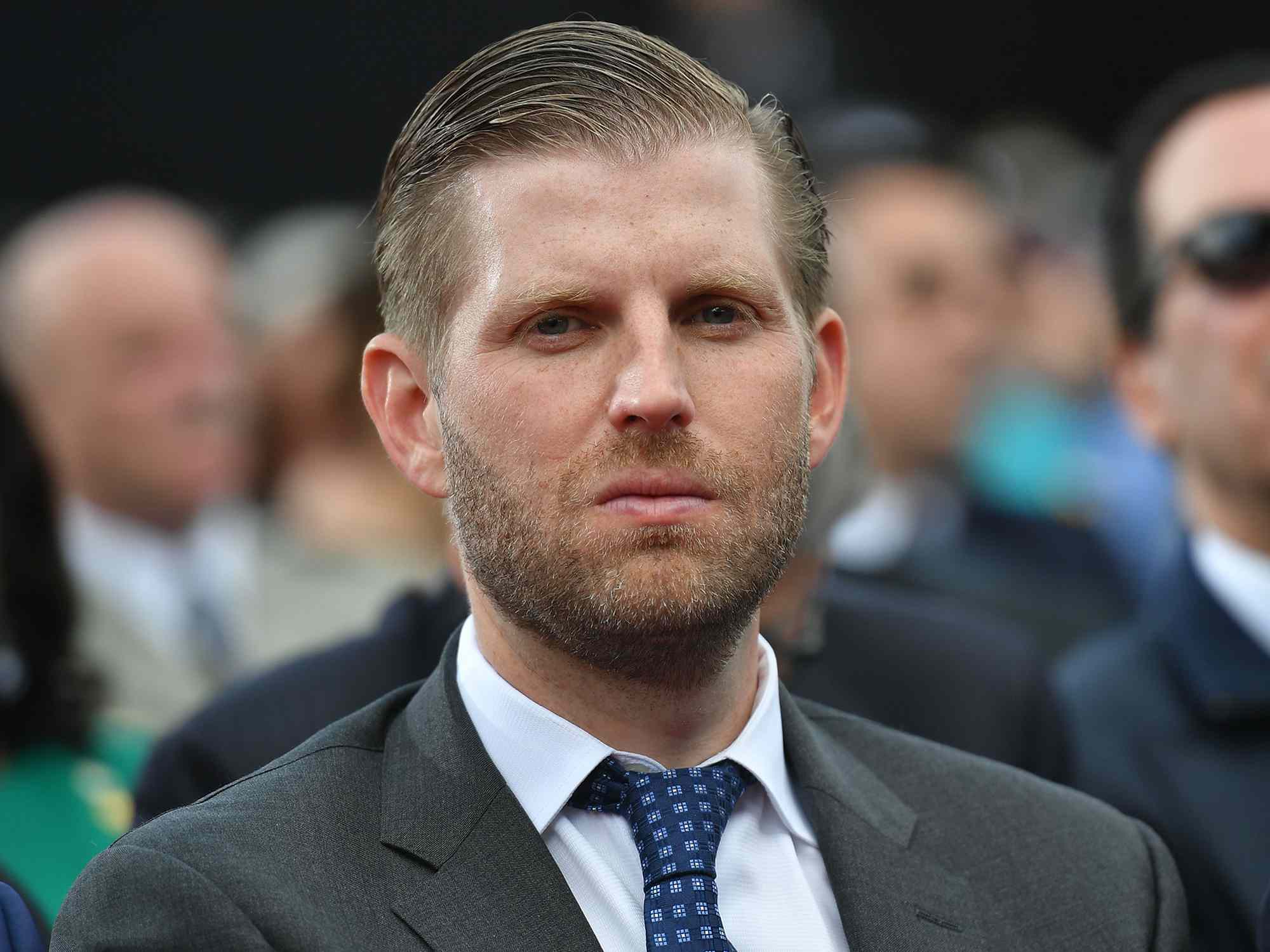 Eric Trump attends a French-US ceremony at the Normandy American Cemetery and Memorial in Colleville-sur-Mer, Normandy