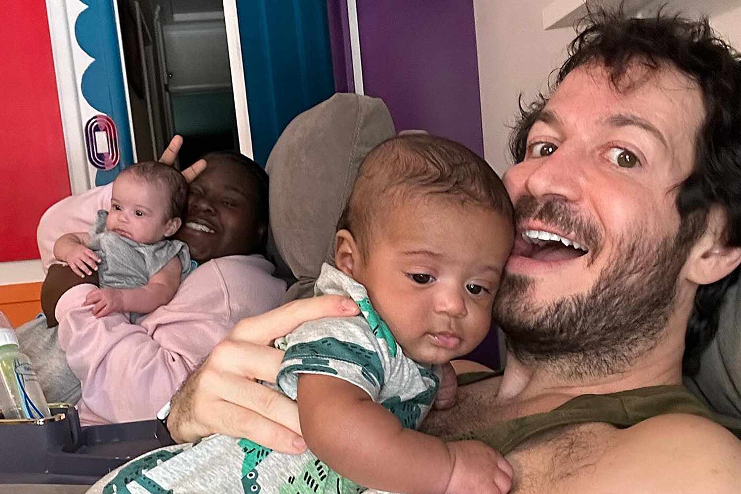 Gabby Sidibe and husband Brandon Frankel with their twins