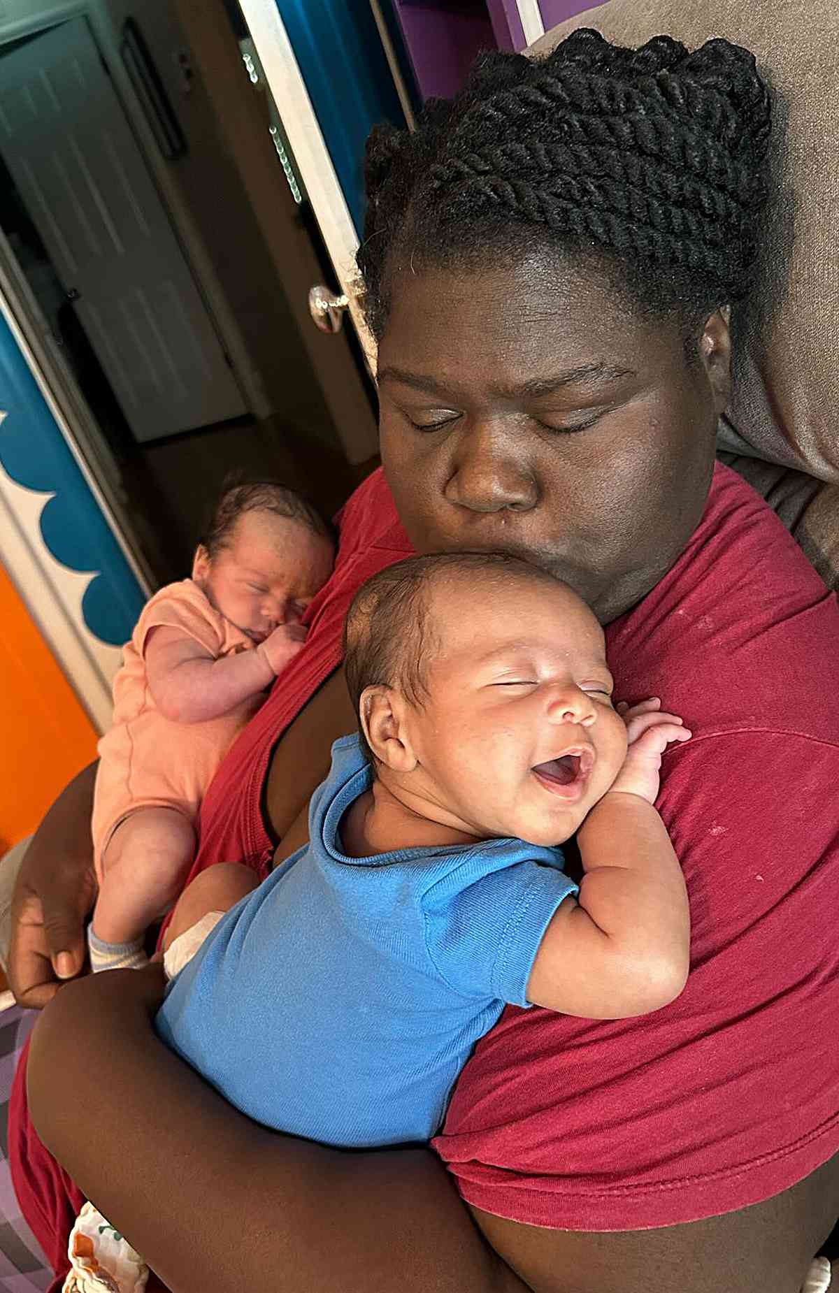 Gabby Sidibe with twins