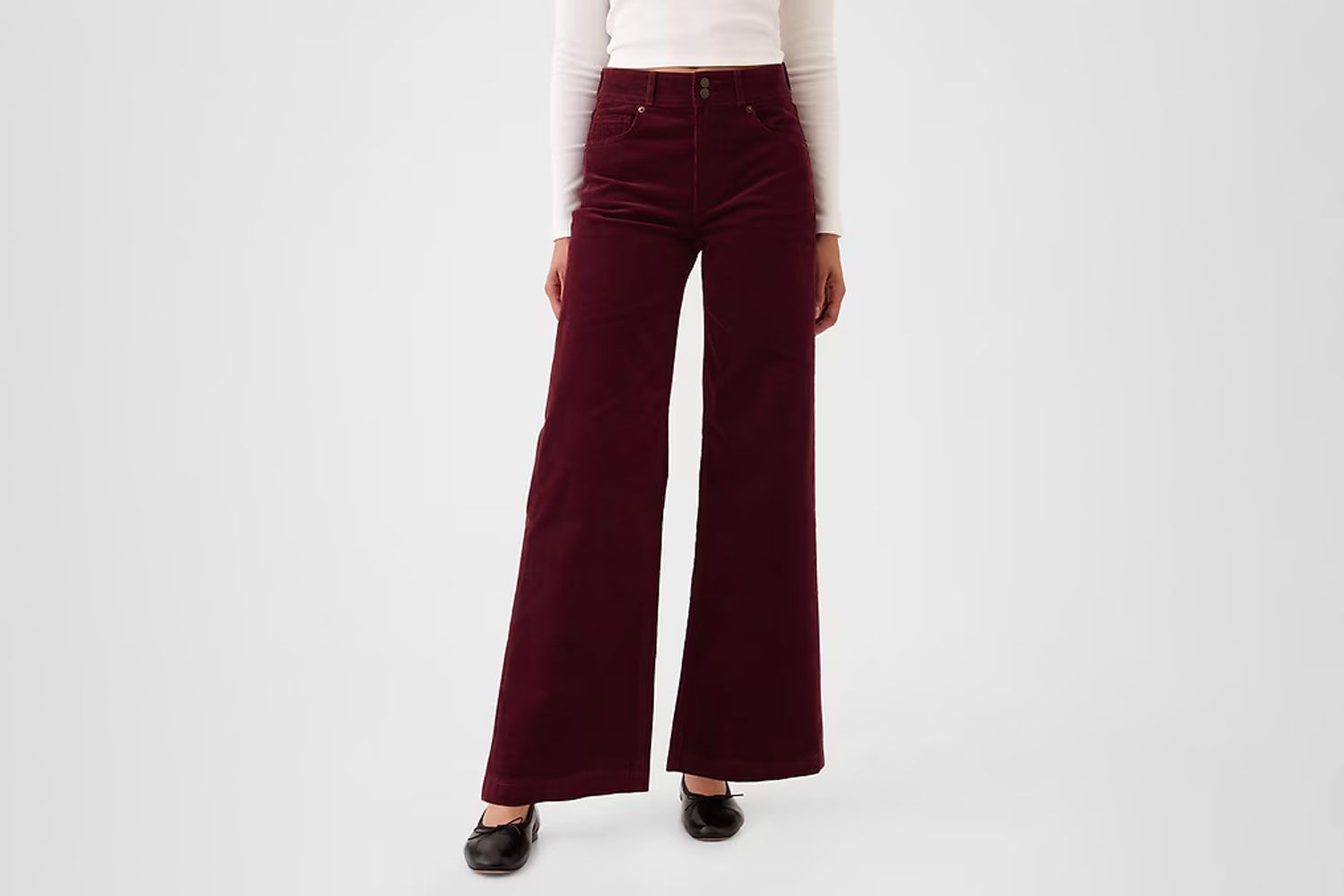 High Rise Corduroy Stride Wide-Leg Pants