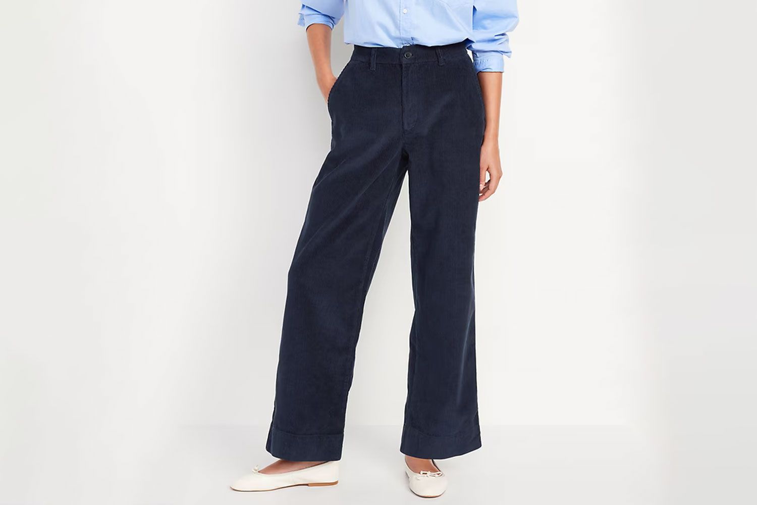 High-Waisted Corduroy Wide-Leg Pants