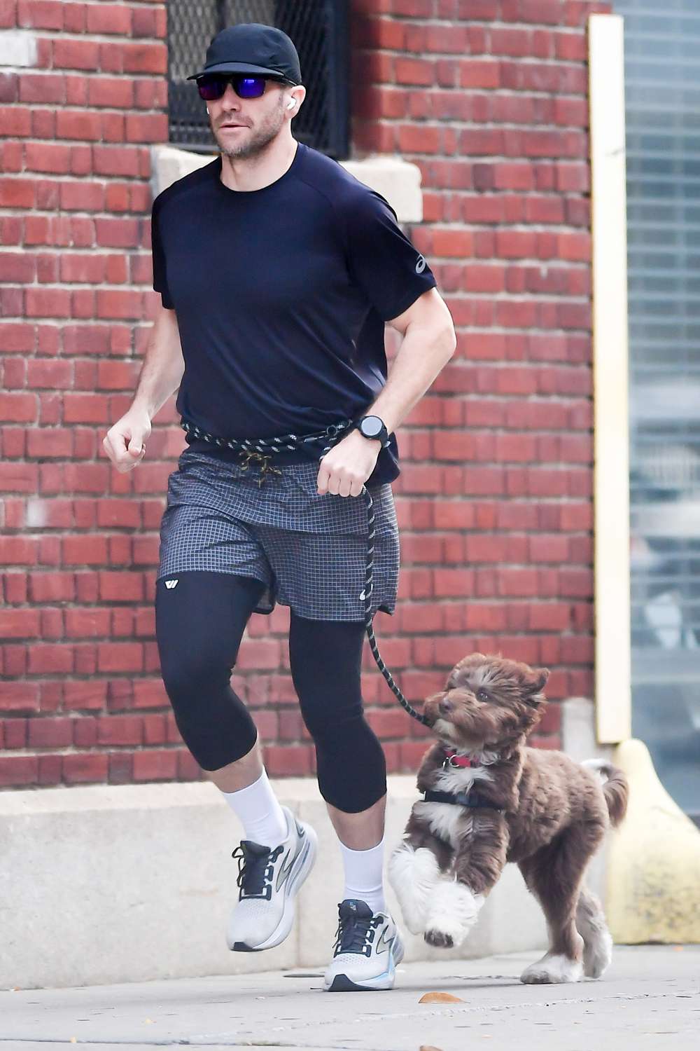 Jake Gyllenhaal goes jogging with his dog in New York City