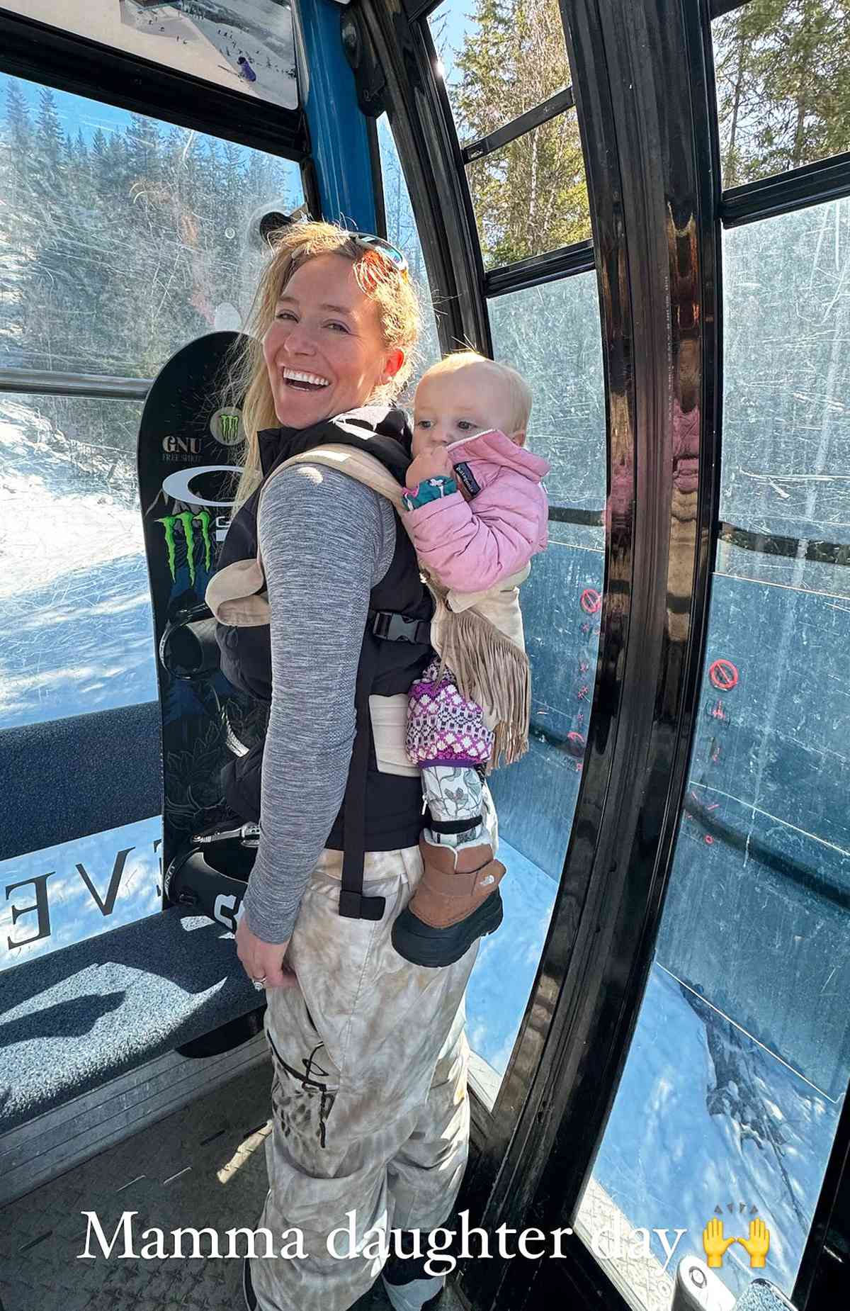 Olympian Jamie Anderson Shares Video of Her Snowboarding with Daughter, 1, on Her Back: 'What I Love'