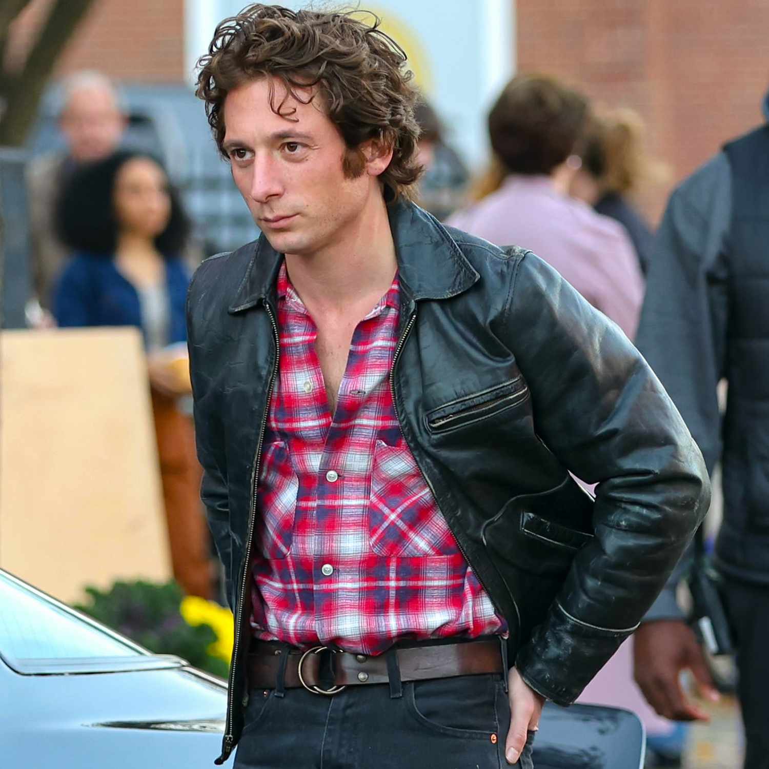 Jeremy Allen White is seen at the 'Deliver me from Nowhere' movie set on November 05, 2024 in Rahway, New Jersey. 