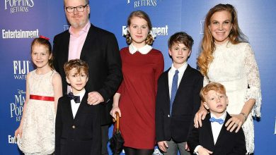 Jim Gaffigan and Jeannie Gaffigan with their kids at a screening of