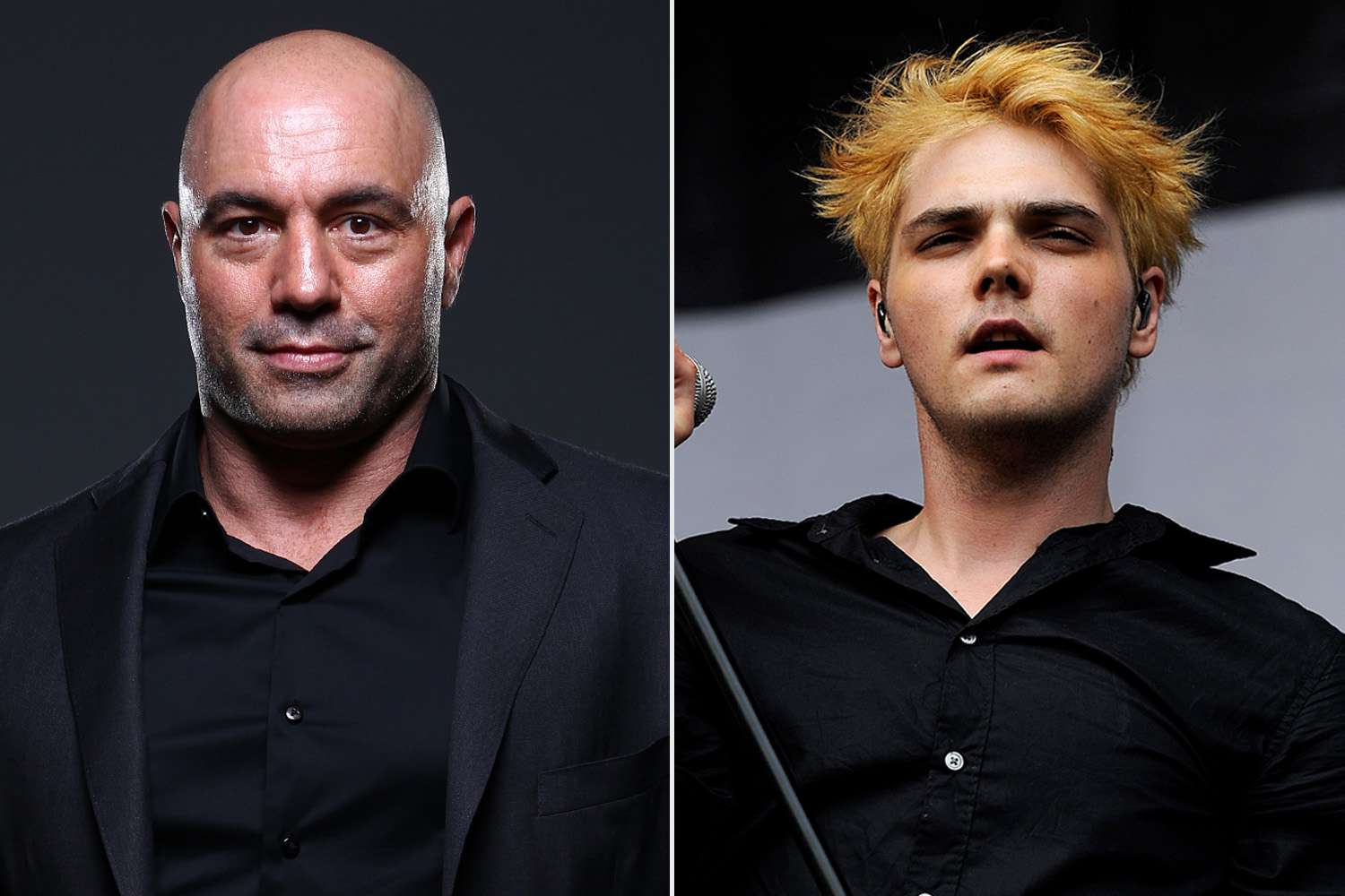 Joe Rogan poses for a portrait backstage during the UFC Fight Night event ; Gerard Way of My Chemical Romance performs on stage