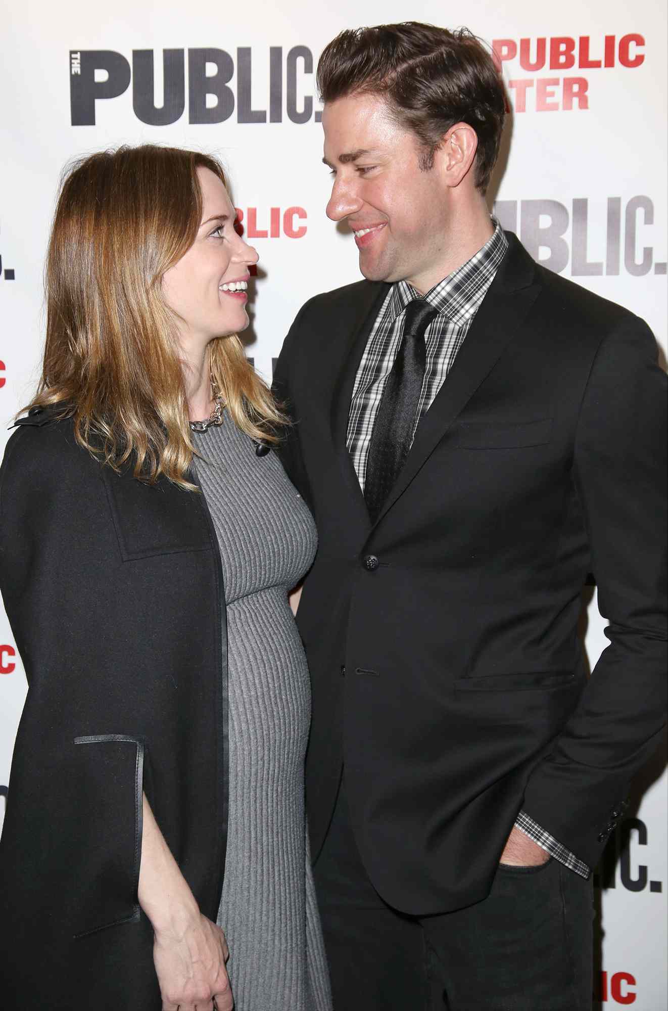 Emily Blunt and John Krasinski attend the Off-Broadway Opening Night after party for 'Dry Powder' at the Public Theatre on March 22, 2016 in New York City