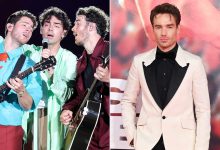 (L-R) Nick Jonas, Joe Jonas, an Kevin Jonas perform onstage during Jonas Brothers