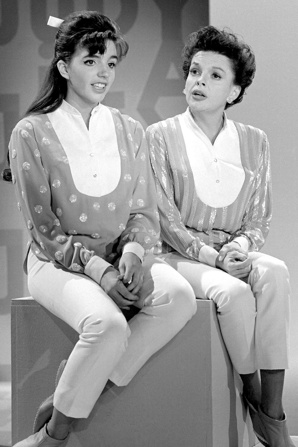 Liza Minnelli is shown with her mother, Judy Garland, as the two rehearse for her mother's new television show.