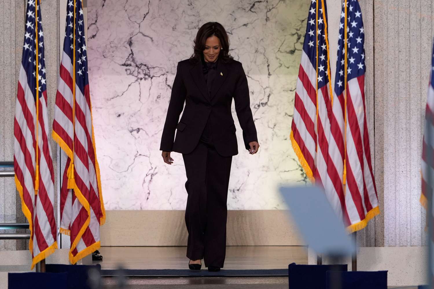 Vice President Kamala Harris arrives to deliver a concession speech for the 2024 presidential election on the campus of Howard University in Washington, Wednesday, Nov. 6, 2024