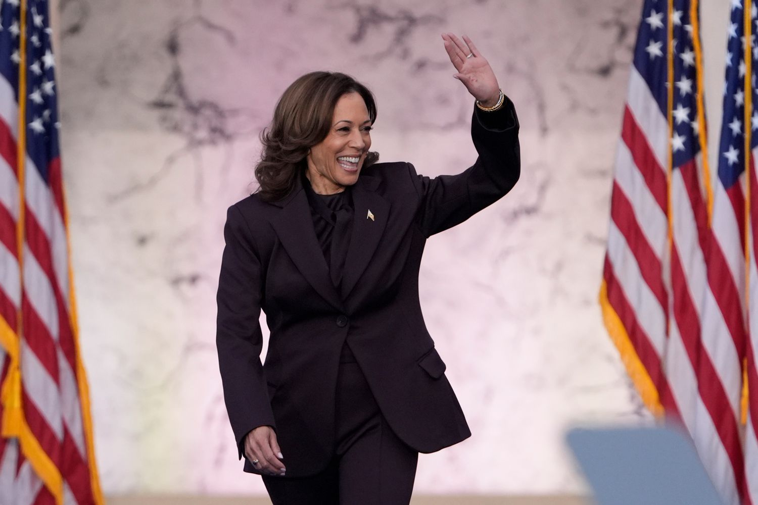 Vice President Kamala Harris arrives to deliver a concession speech for the 2024 presidential election on the campus of Howard University in Washington, Wednesday, Nov. 6, 2024